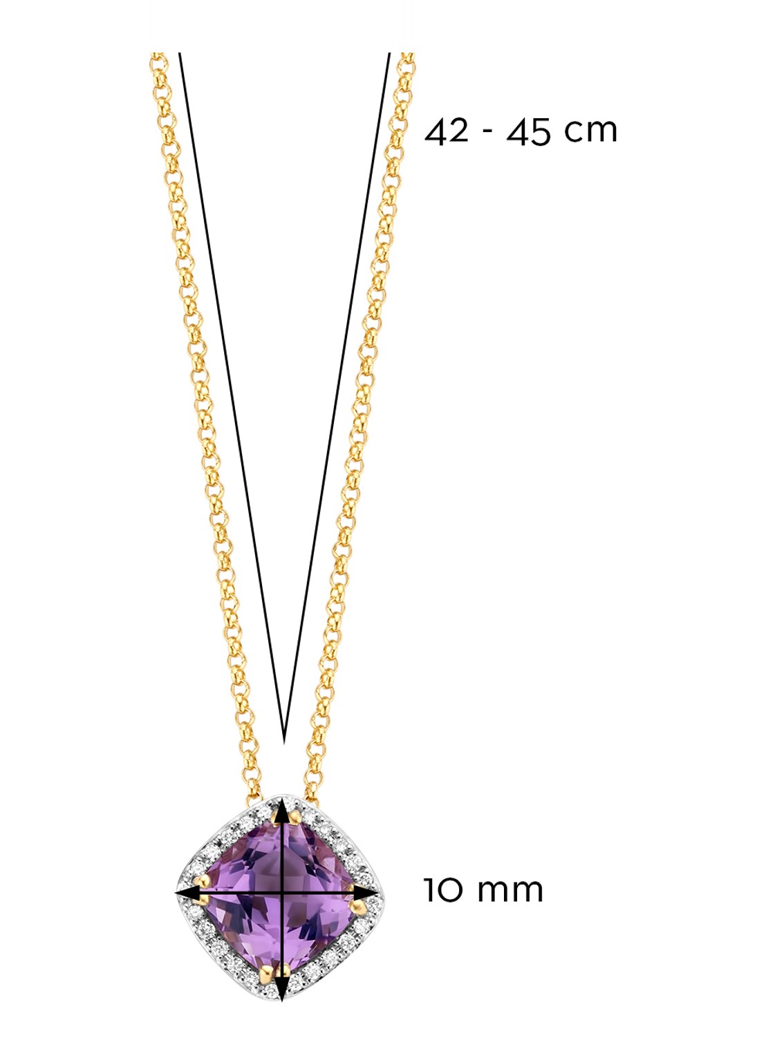 Diamond Point Geelgouden hanger 1.54 ct amethist Fiësta - detail 2 geelgoud