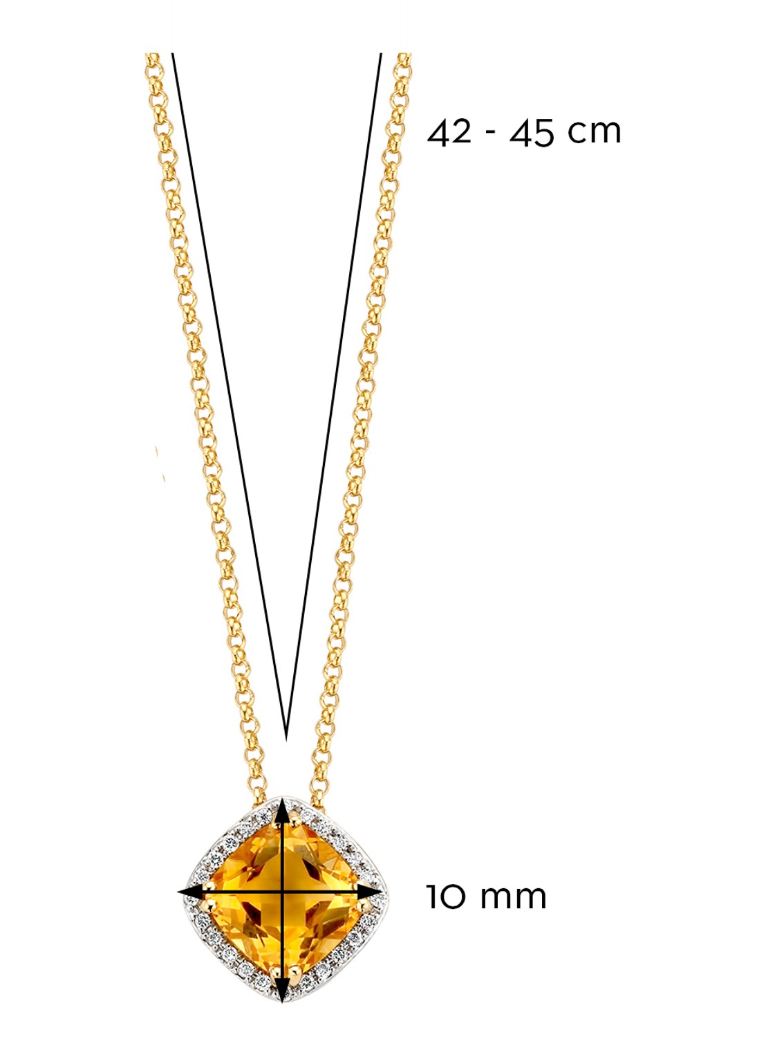 Diamond Point Geelgouden hanger 1.56 ct citrien Fiësta - detail geelgoud