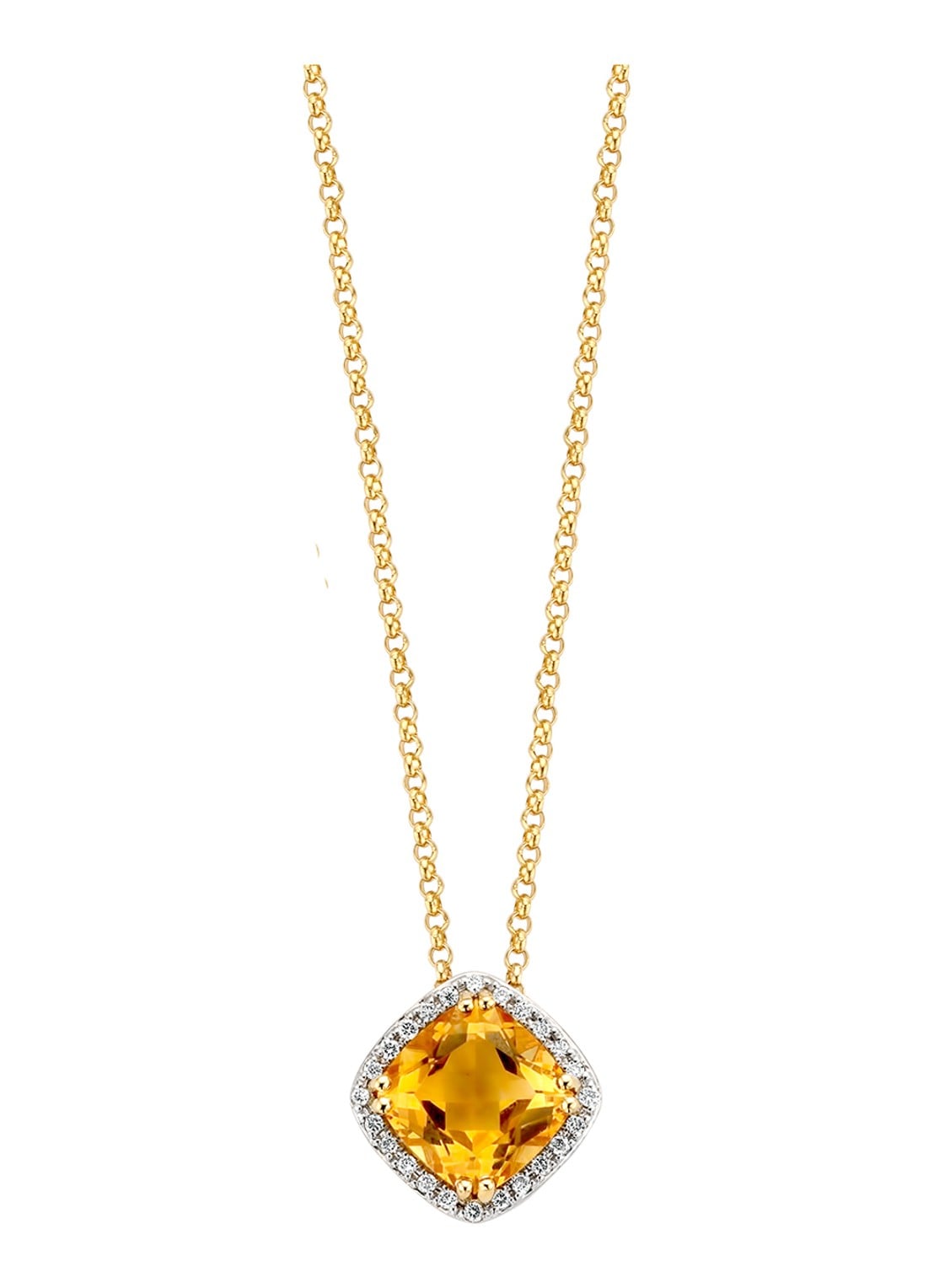 Diamond Point Geelgouden hanger 1.56 ct citrien Fiësta - voorkant 2 geelgoud