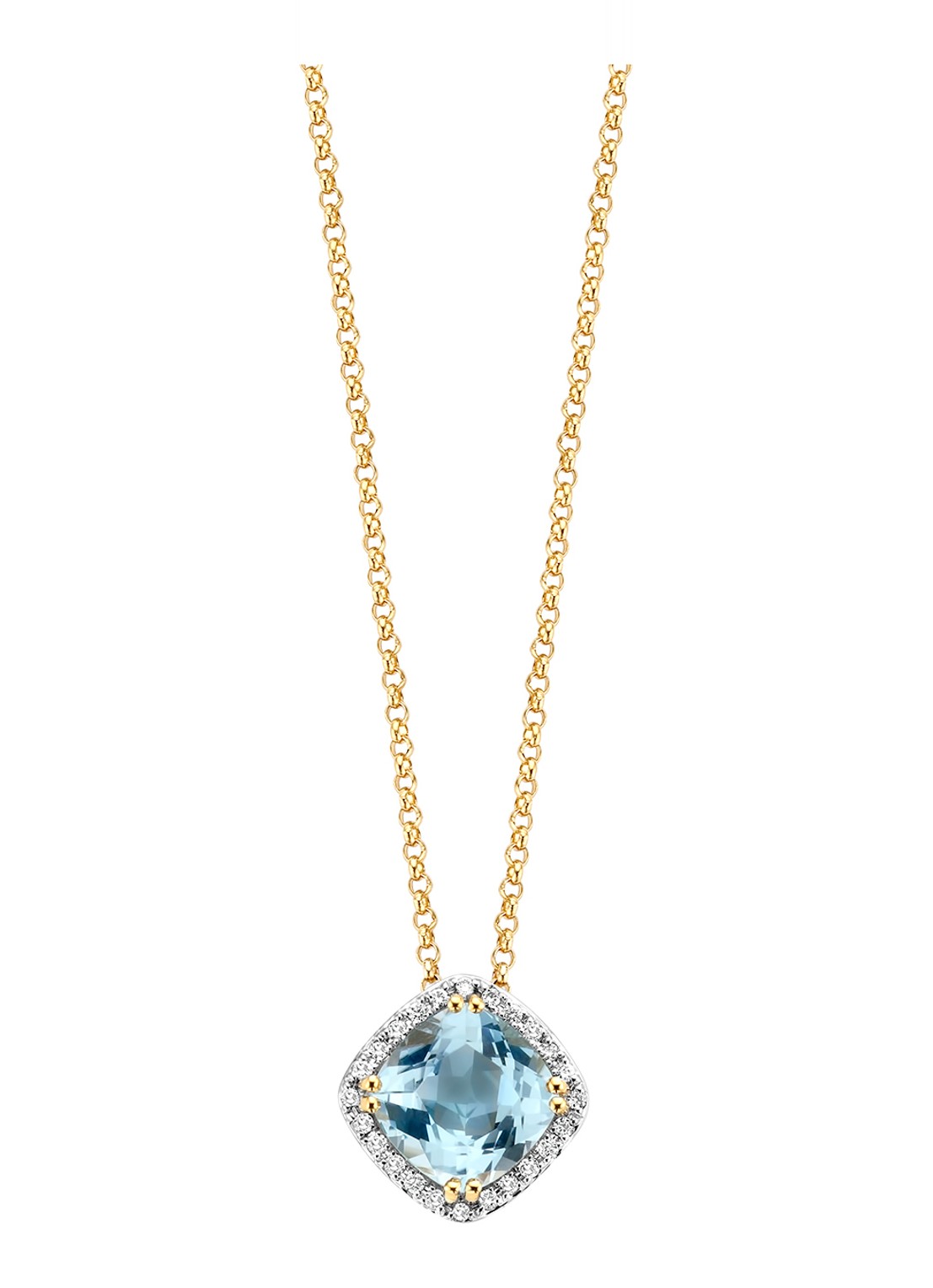 Diamond Point Geelgouden hanger 1.74 ct topaas Fiësta - voorkant 2 geelgoud