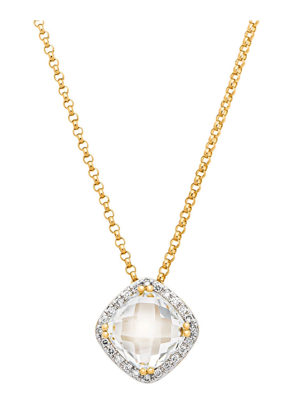 Diamond Point Geelgouden hanger, 1.92 ct witte topaas, Fiësta - voorkant geelgoud
