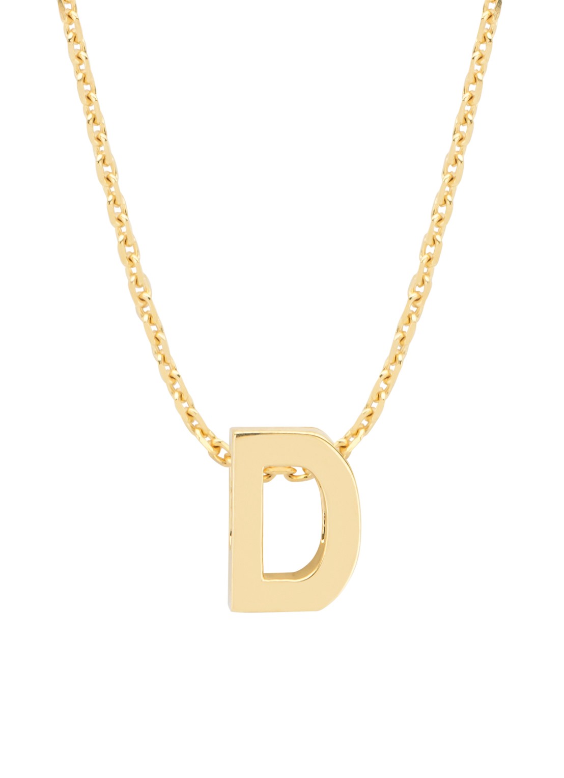Diamond Point Geelgouden hanger D, Alphabet - voorkant geelgoud