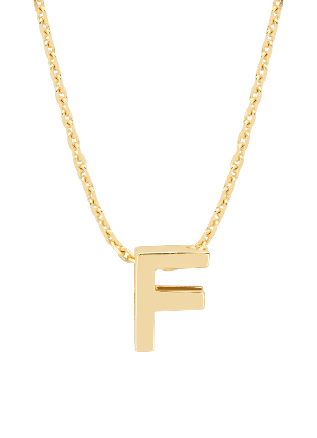 Diamond Point Geelgouden hanger F, Alphabet - voorkant geelgoud