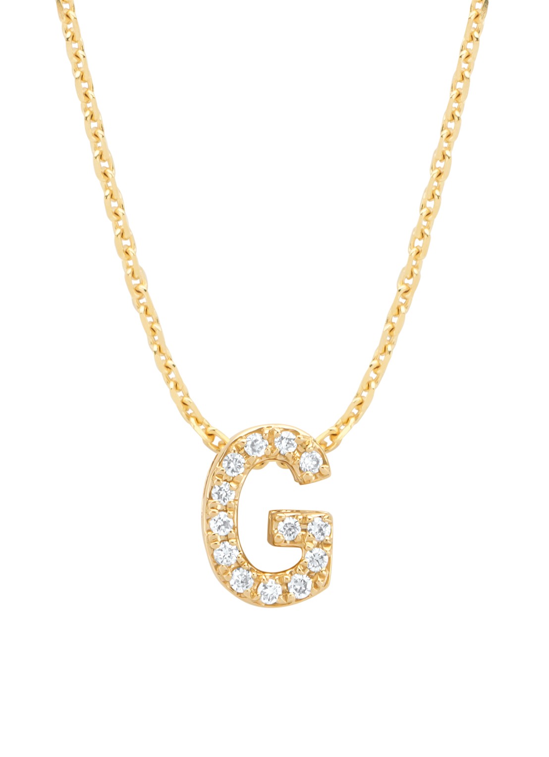 Diamond Point Geelgouden hanger G, 0.05 ct diamant, Alphabet - voorkant 2 geelgoud