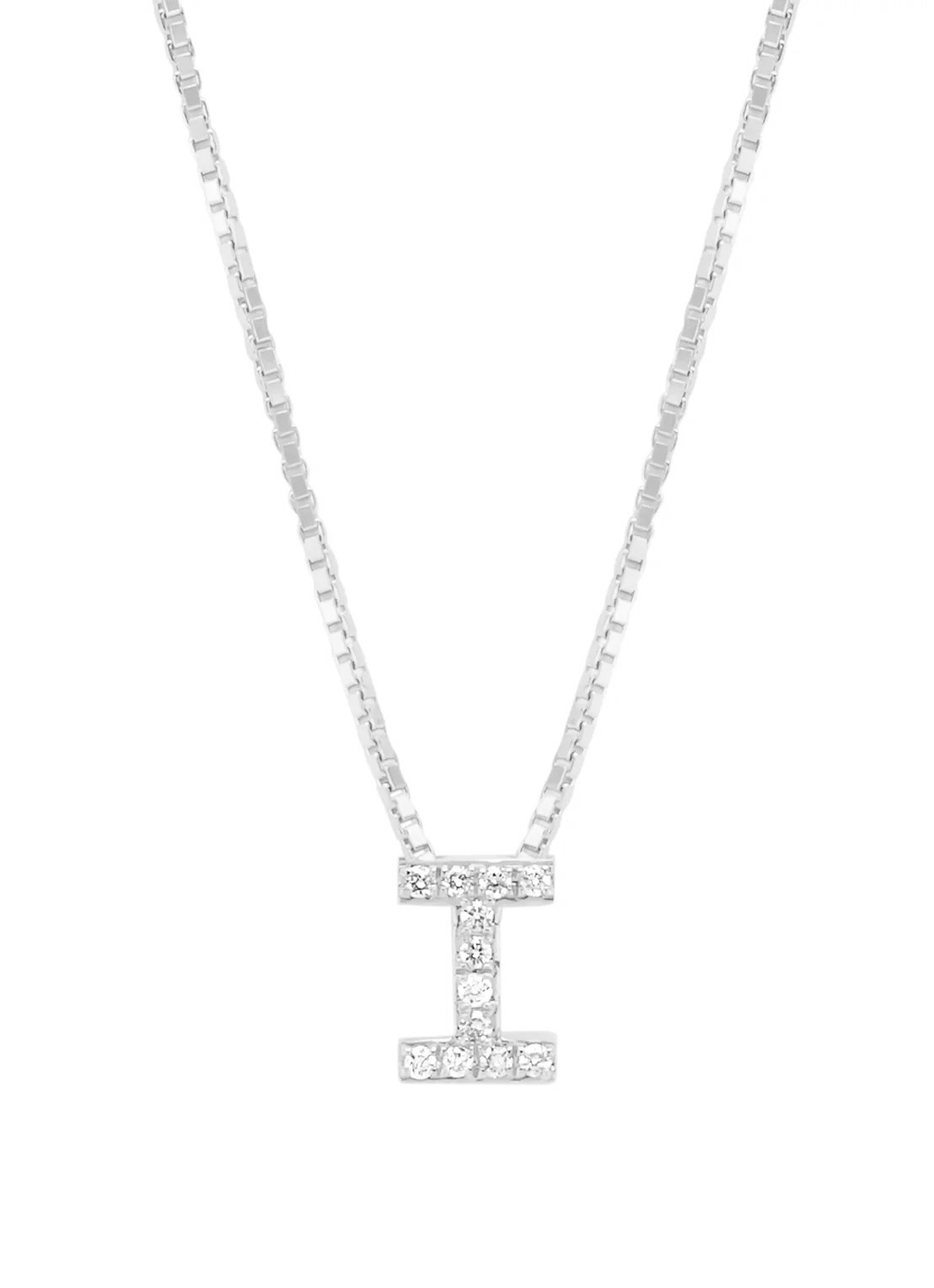 Diamond Point Geelgouden hanger I, 0.05 ct diamant, Alphabet - voorkant 2 witgoud