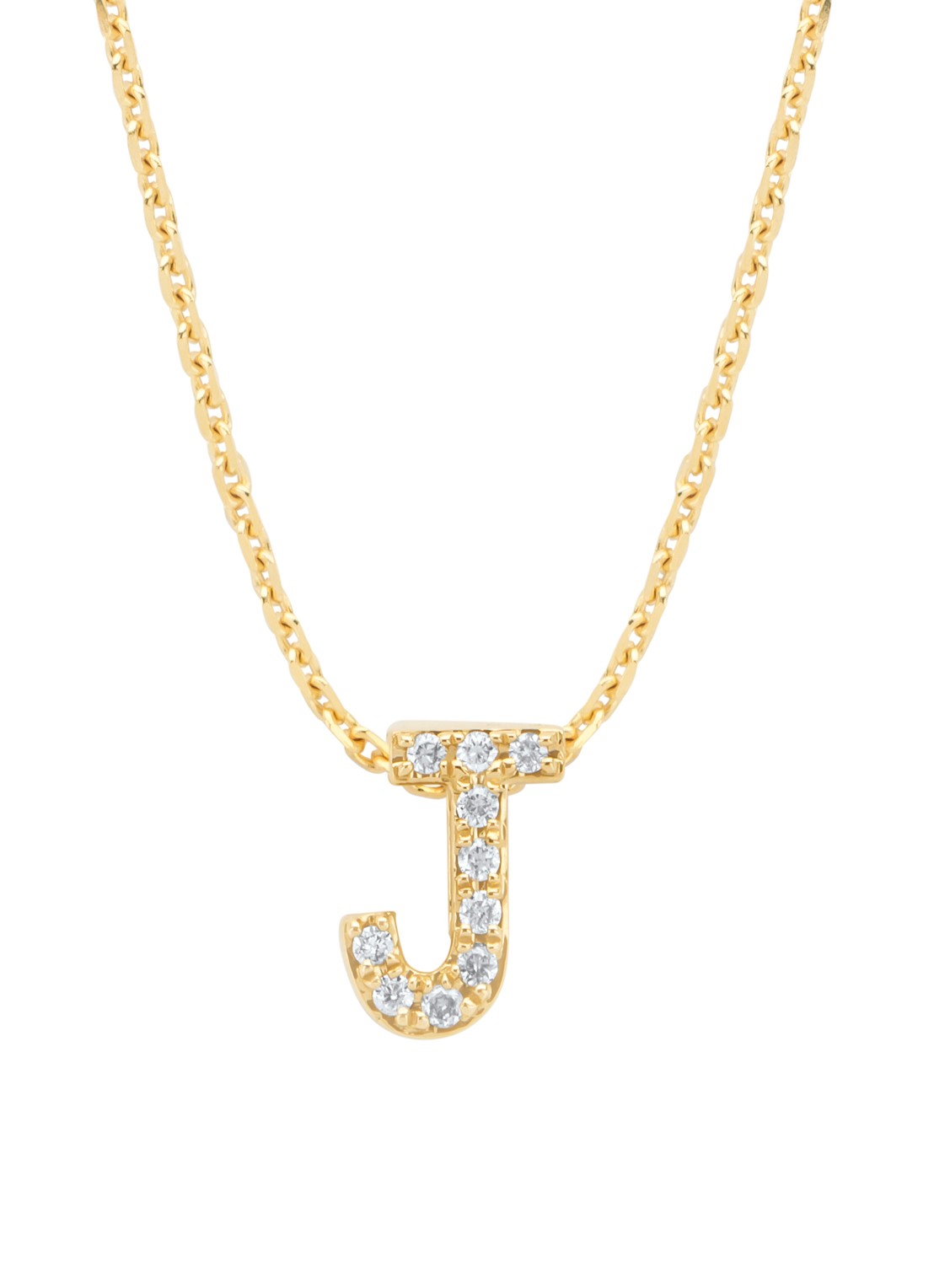 Diamond Point Geelgouden hanger J, 0.04 ct diamant, Alphabet - voorkant 2 geelgoud