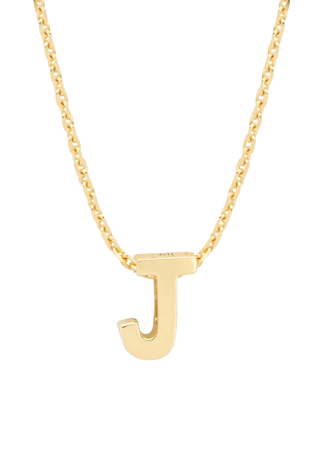 Diamond Point Geelgouden hanger J, Alphabet - voorkant geelgoud