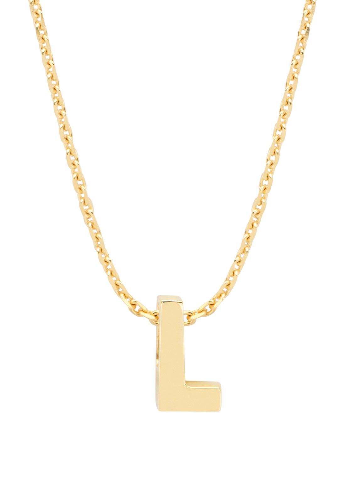 Diamond Point Geelgouden hanger L, Alphabet - voorkant 2 geelgoud