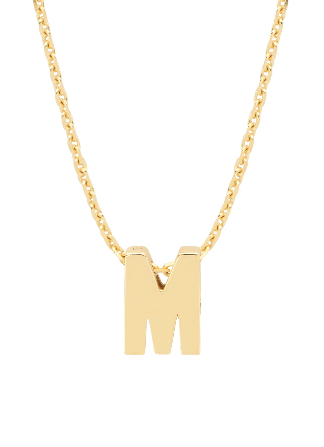 Diamond Point Geelgouden hanger M, Alphabet - voorkant geelgoud
