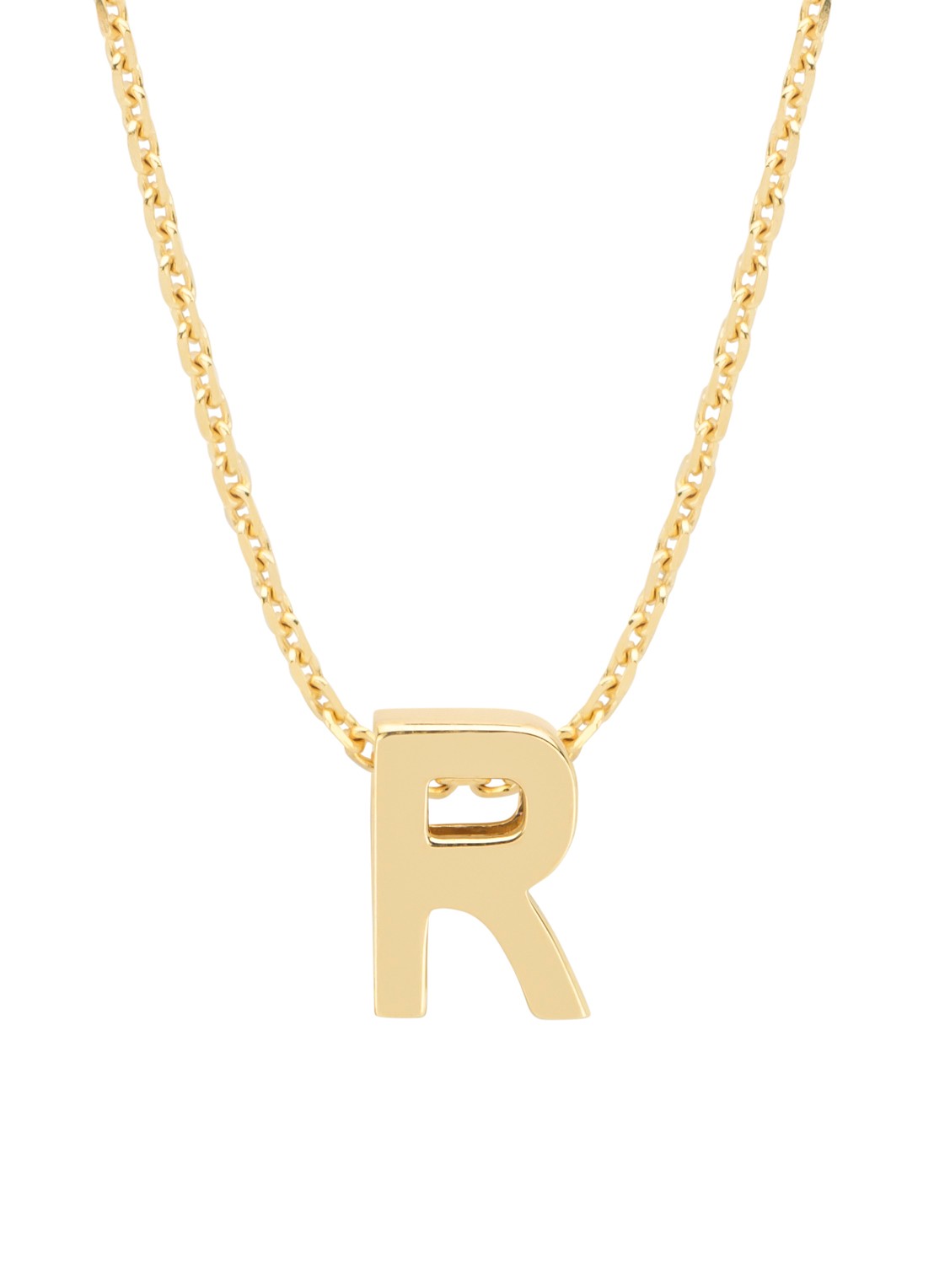 Diamond Point Geelgouden hanger R, Alphabet - voorkant 2 geelgoud