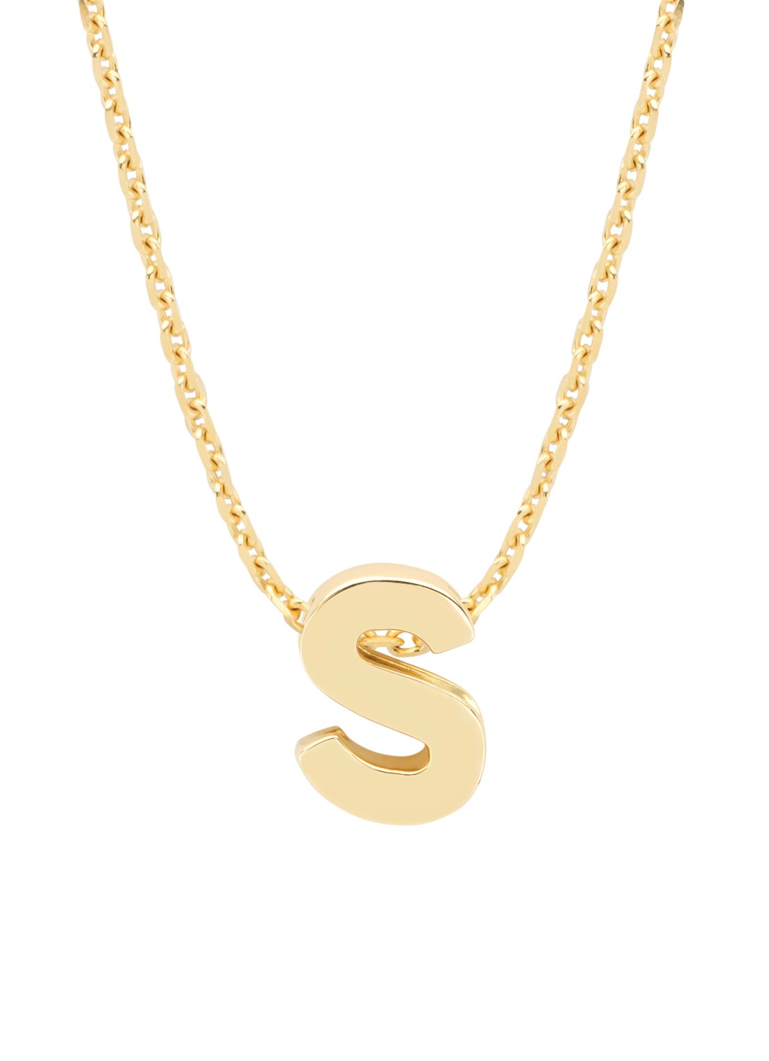 Diamond Point Geelgouden hanger S, Alphabet - voorkant 2 geelgoud
