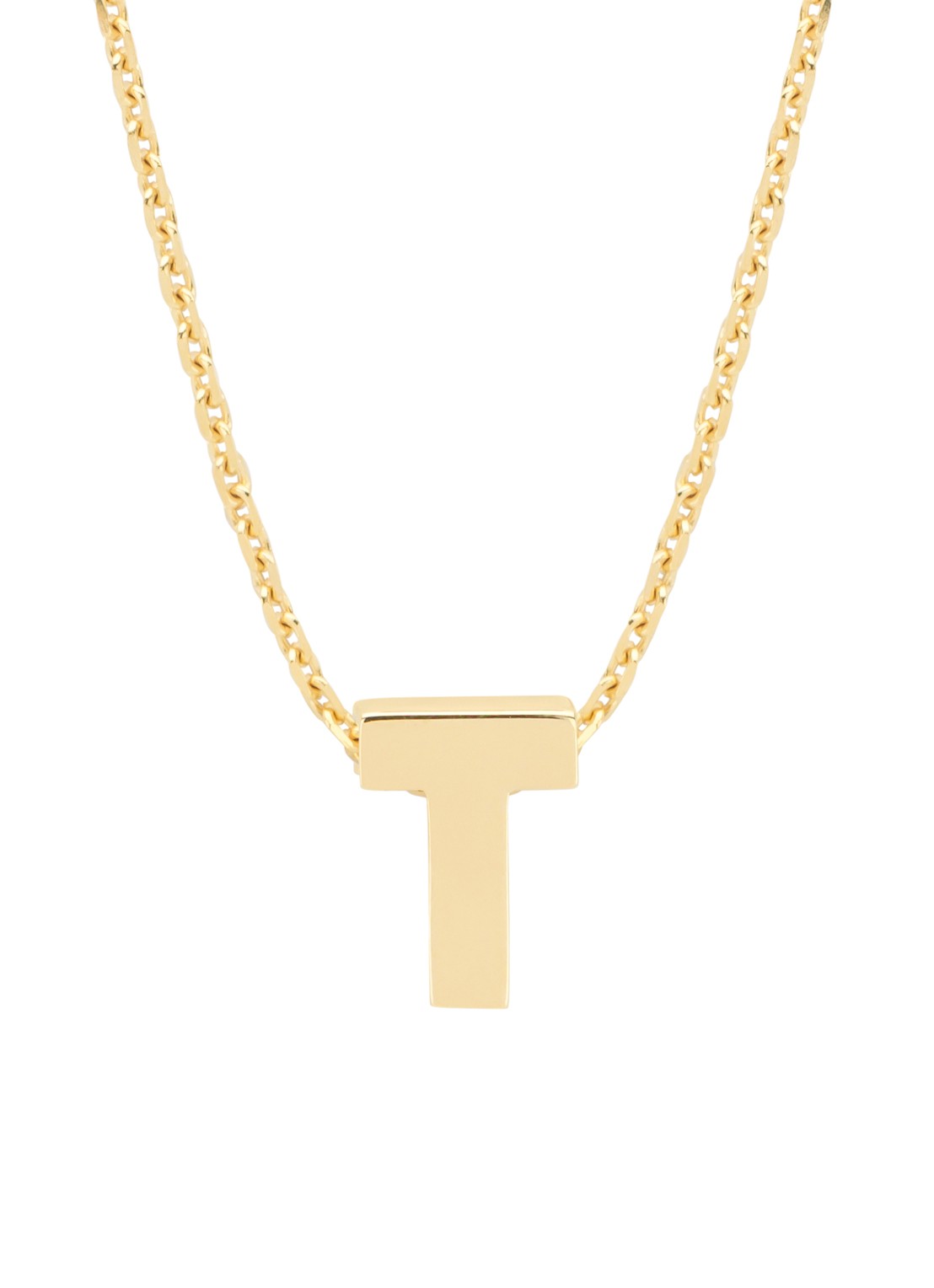 Diamond Point Geelgouden hanger T, Alphabet - voorkant geelgoud