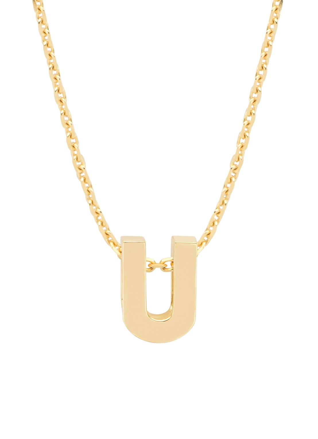 Diamond Point Geelgouden hanger U, Alphabet - voorkant 2 geelgoud