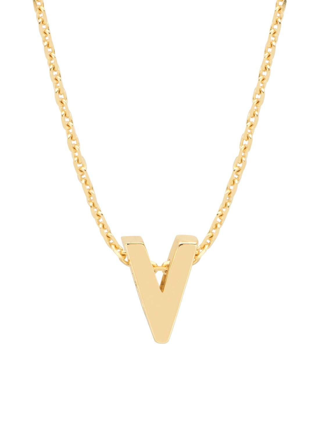Diamond Point Geelgouden hanger V, Alphabet - voorkant 2 geelgoud