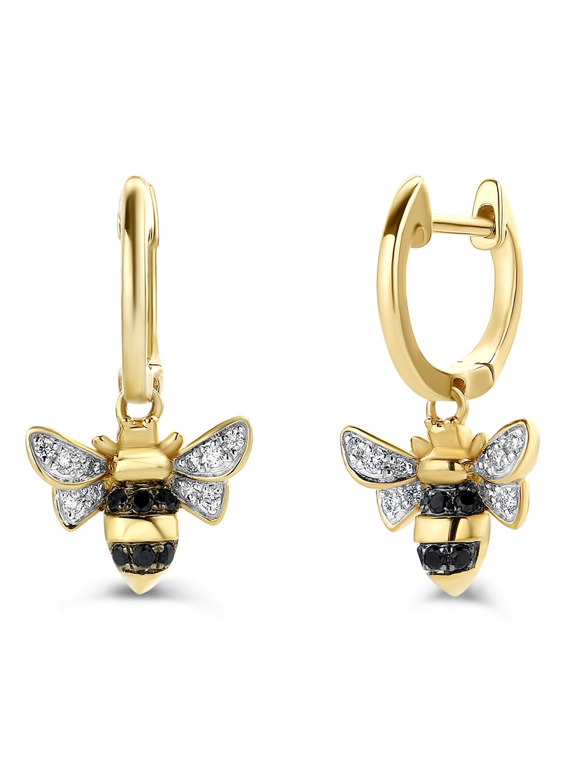 Diamond Point Geelgouden oorsieraden 0.07 ct diamant Queen Bee - voorkant geelgoud
