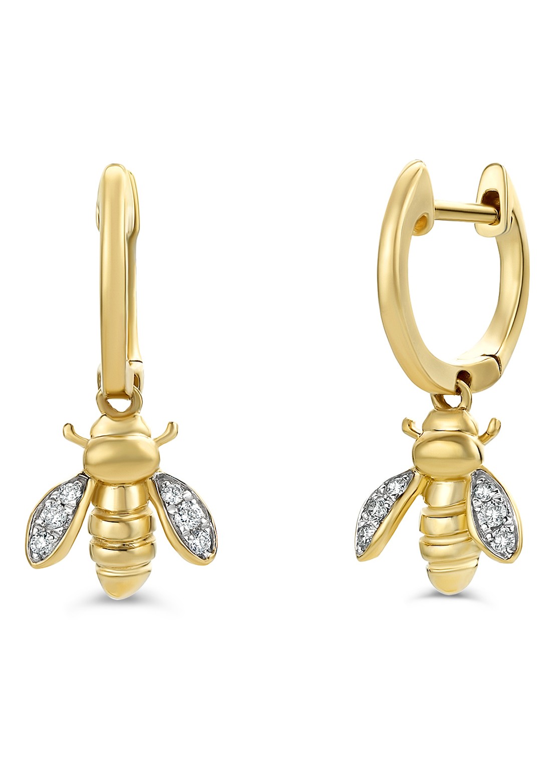 Diamond Point Geelgouden oorsieraden 0.08 ct diamant Queen Bee - voorkant geelgoud