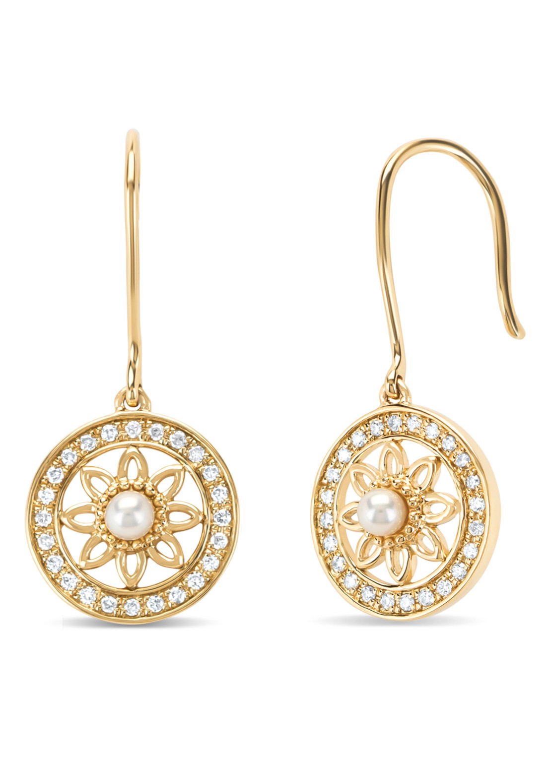 Diamond Point Geelgouden oorsieraden, 0.14 ct diamant, Birthstones - voorkant geelgoud