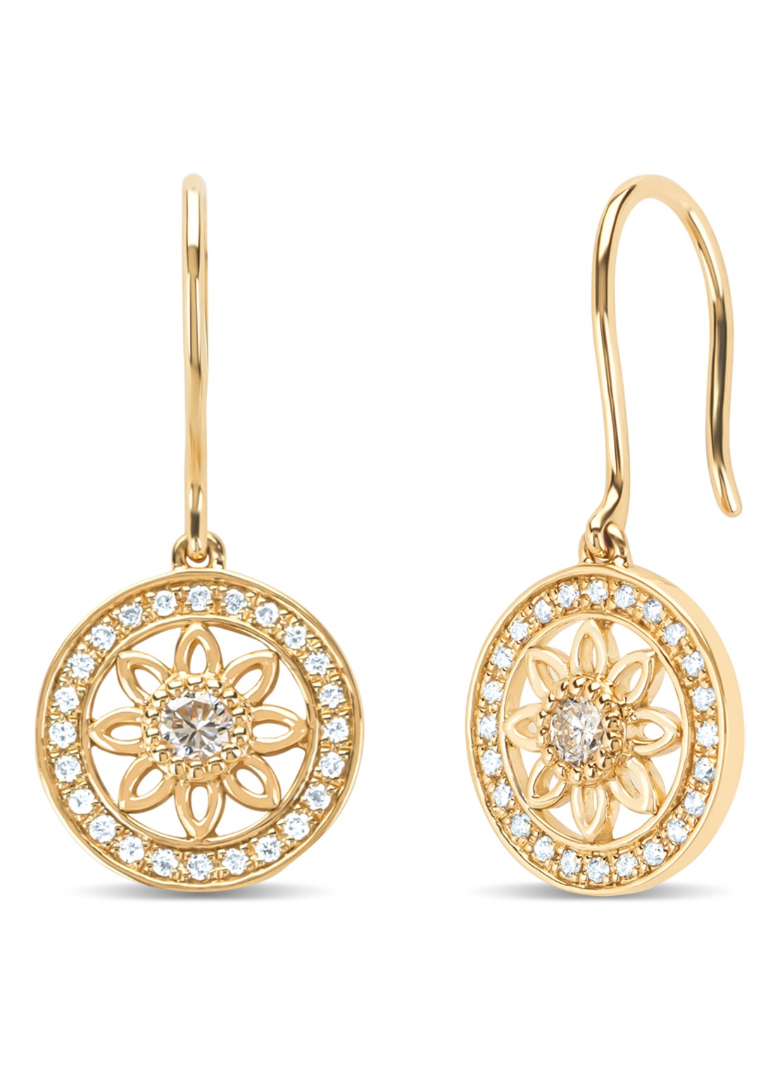 Diamond Point Geelgouden oorsieraden, 0.24 ct diamant, Birthstones - voorkant geelgoud