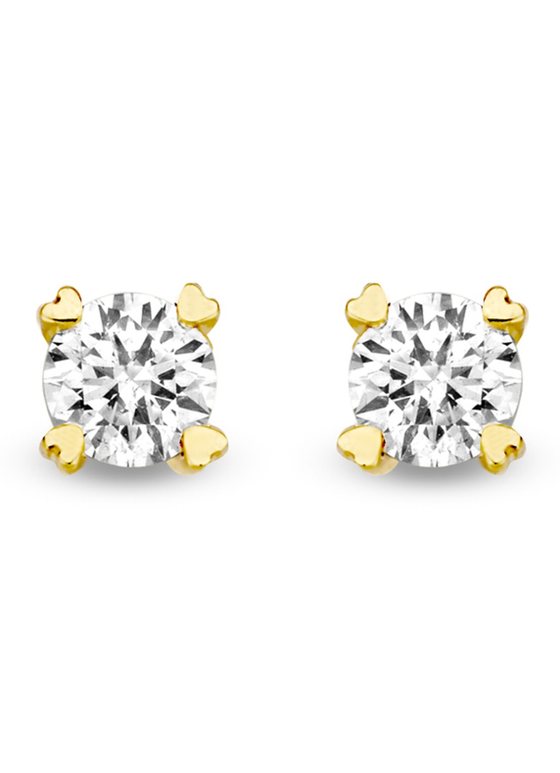 Diamond Point Geelgouden oorsieraden 0.28 ct diamant Hearts & Arrows - voorkant 2 goud