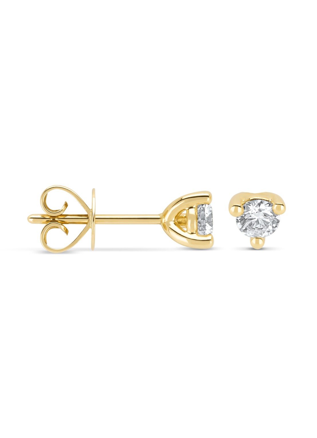 Diamond Point Geelgouden oorsieraden, 0,40 ct diamant, Hearts & Arrows - voorkant geelgoud