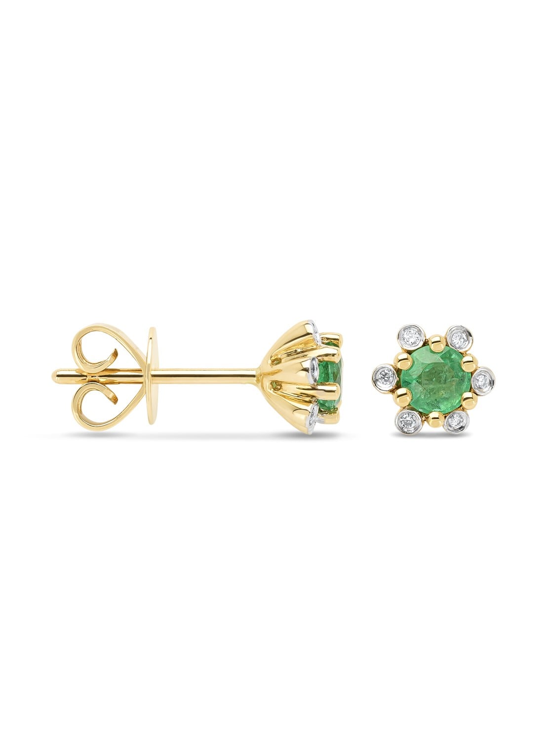 Diamond Point Geelgouden oorsieraden, 0.44 ct smaragd, Empress - voorkant groen