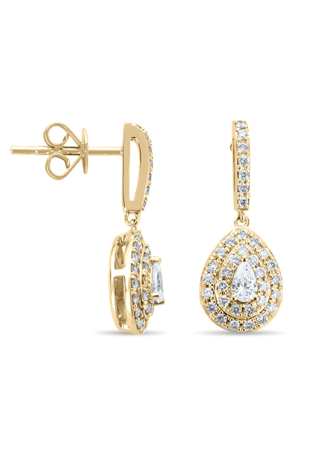 Diamond Point Geelgouden oorsieraden, 0.58 ct diamant, Petite Romance - voorkant geelgoud