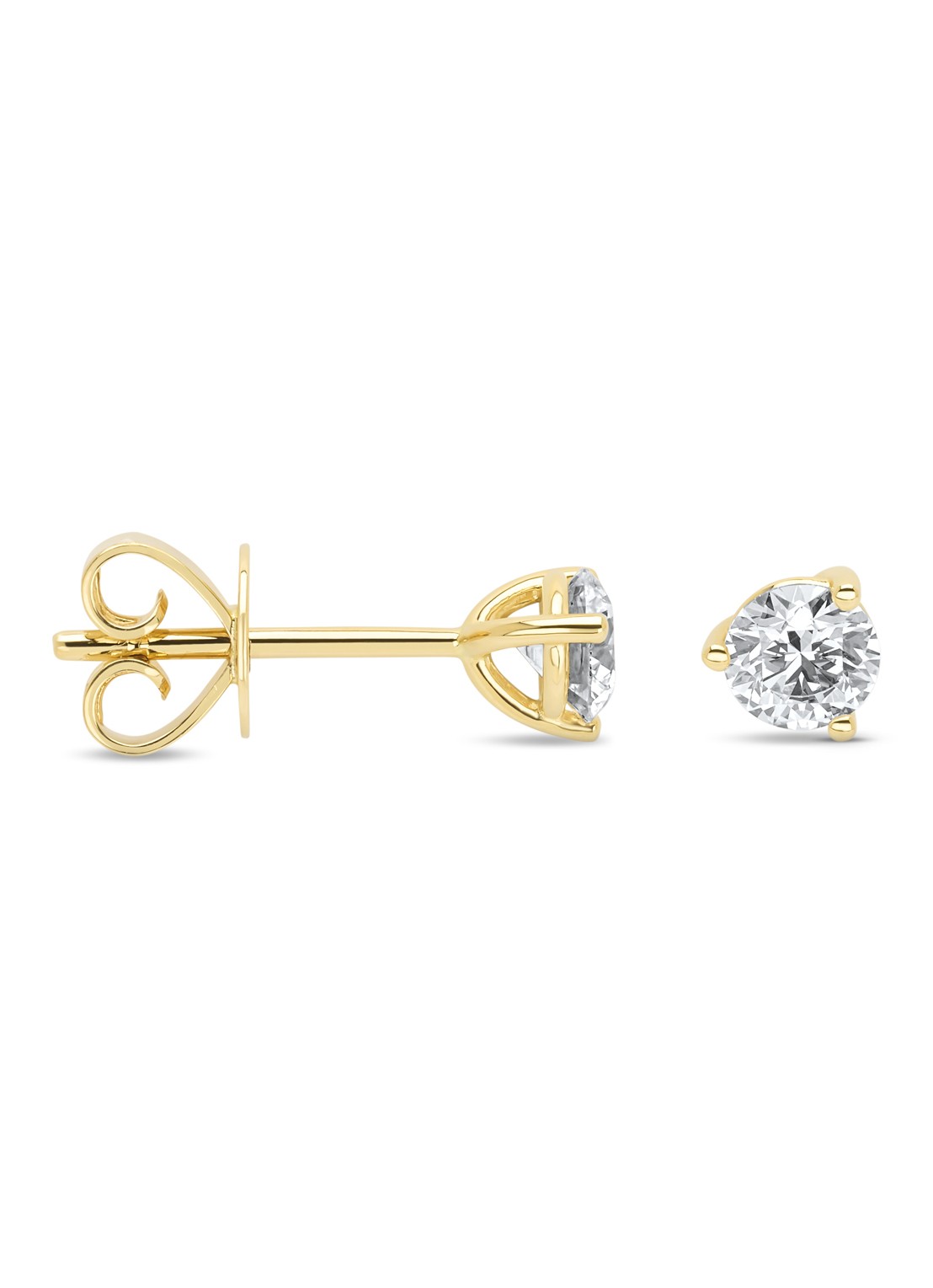 Diamond Point Geelgouden oorsieraden, 0.60 ct diamant, Hearts & Arrows - voorkant geelgoud