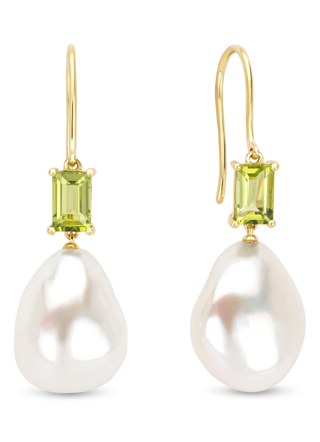 Diamond Point Geelgouden oorsieraden, 1.25 ct peridoot, Rivièra - voorkant geelgoud