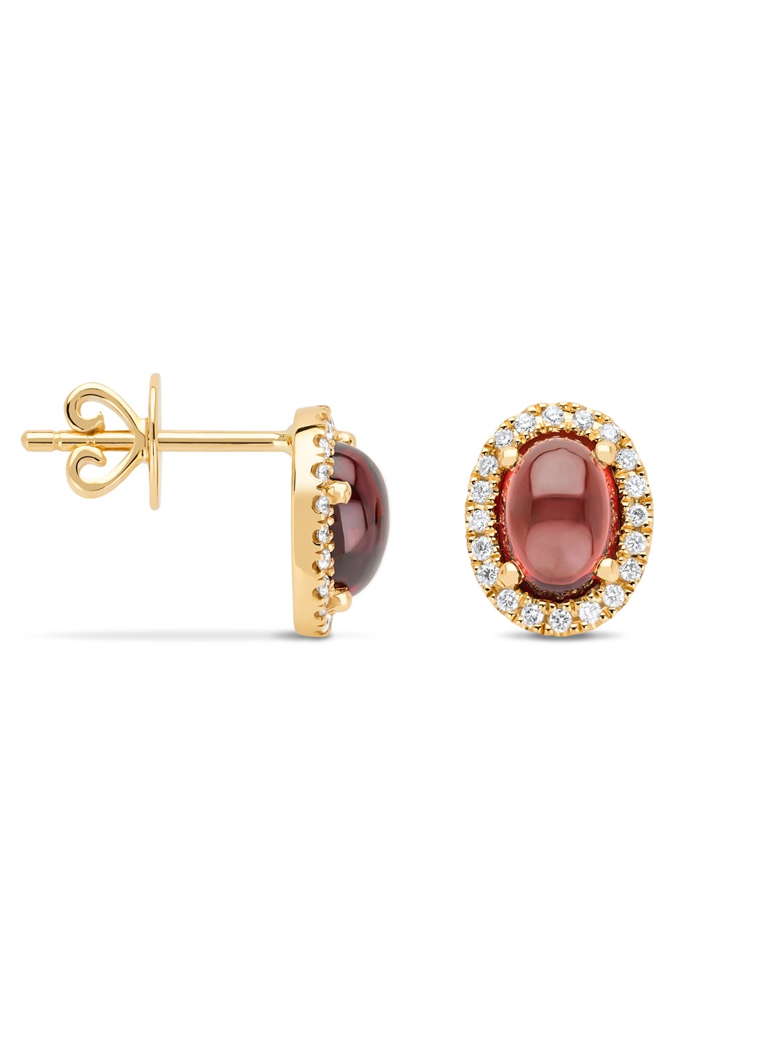 Diamond Point Geelgouden oorsieraden, 2.23 ct granaat, Little Drops - voorkant geelgoud