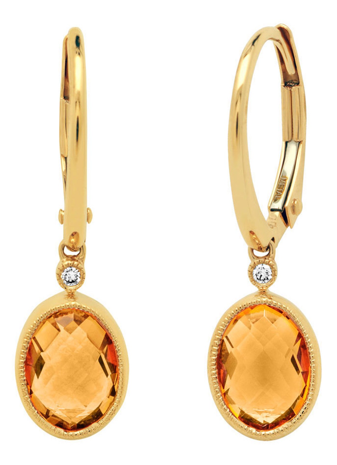 Diamond Point Geelgouden oorsieraden 2.35 ct citrien Philosophy - voorkant geelgoud