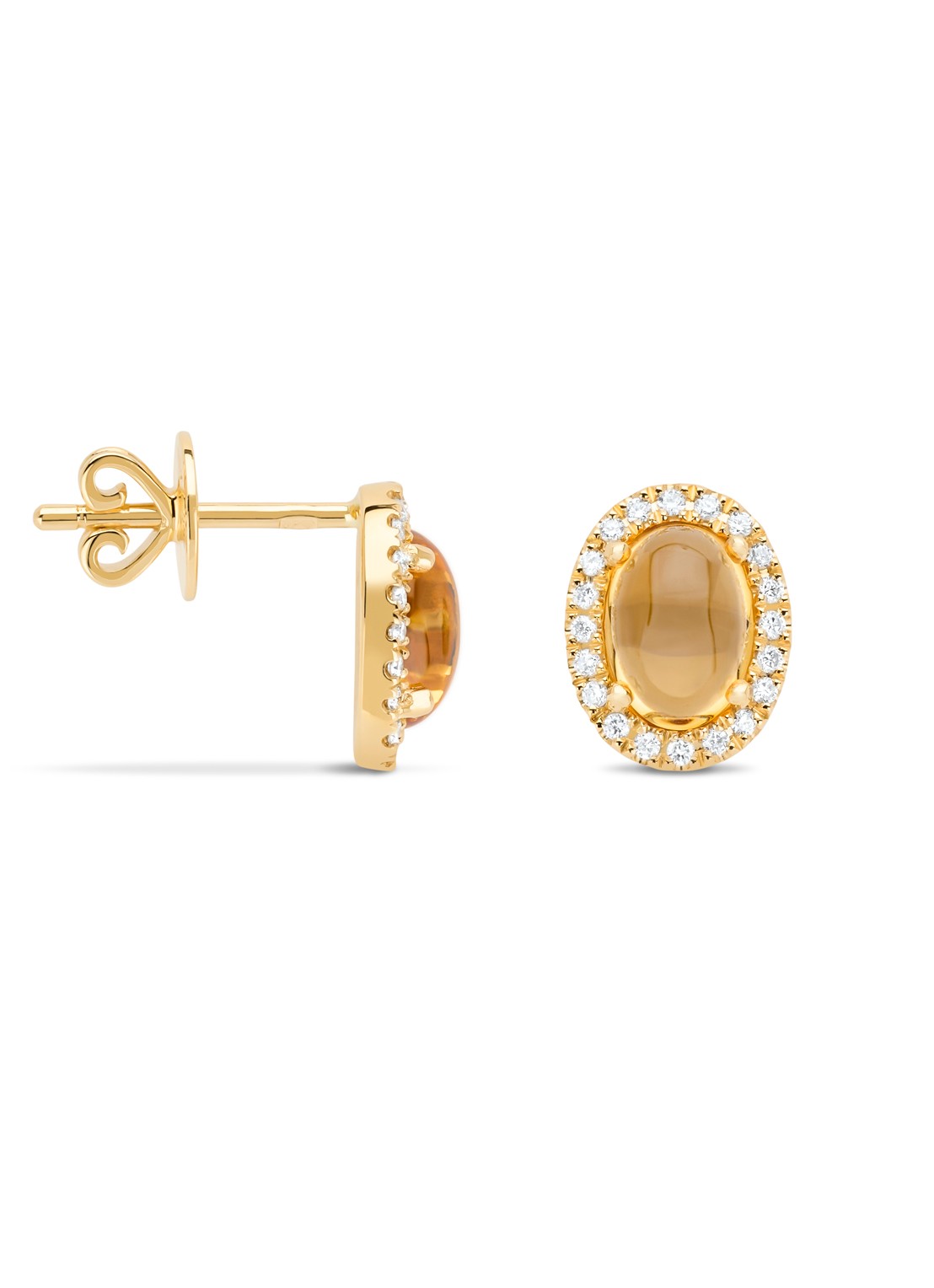 Diamond Point Geelgouden oorsieraden, 3.12 ct citrien, Little Drops - voorkant 2 geelgoud