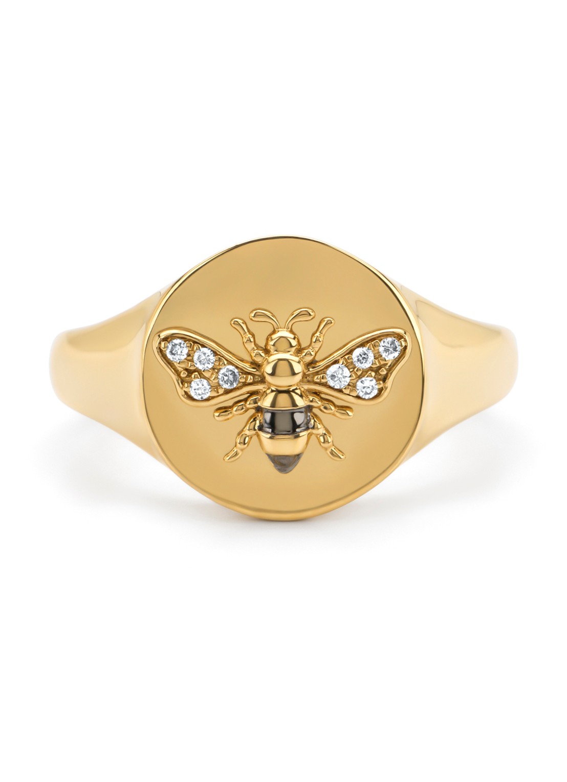 Diamond Point Geelgouden ring, 0.03 ct diamant, Queen Bee - voorkant 3 geelgoud