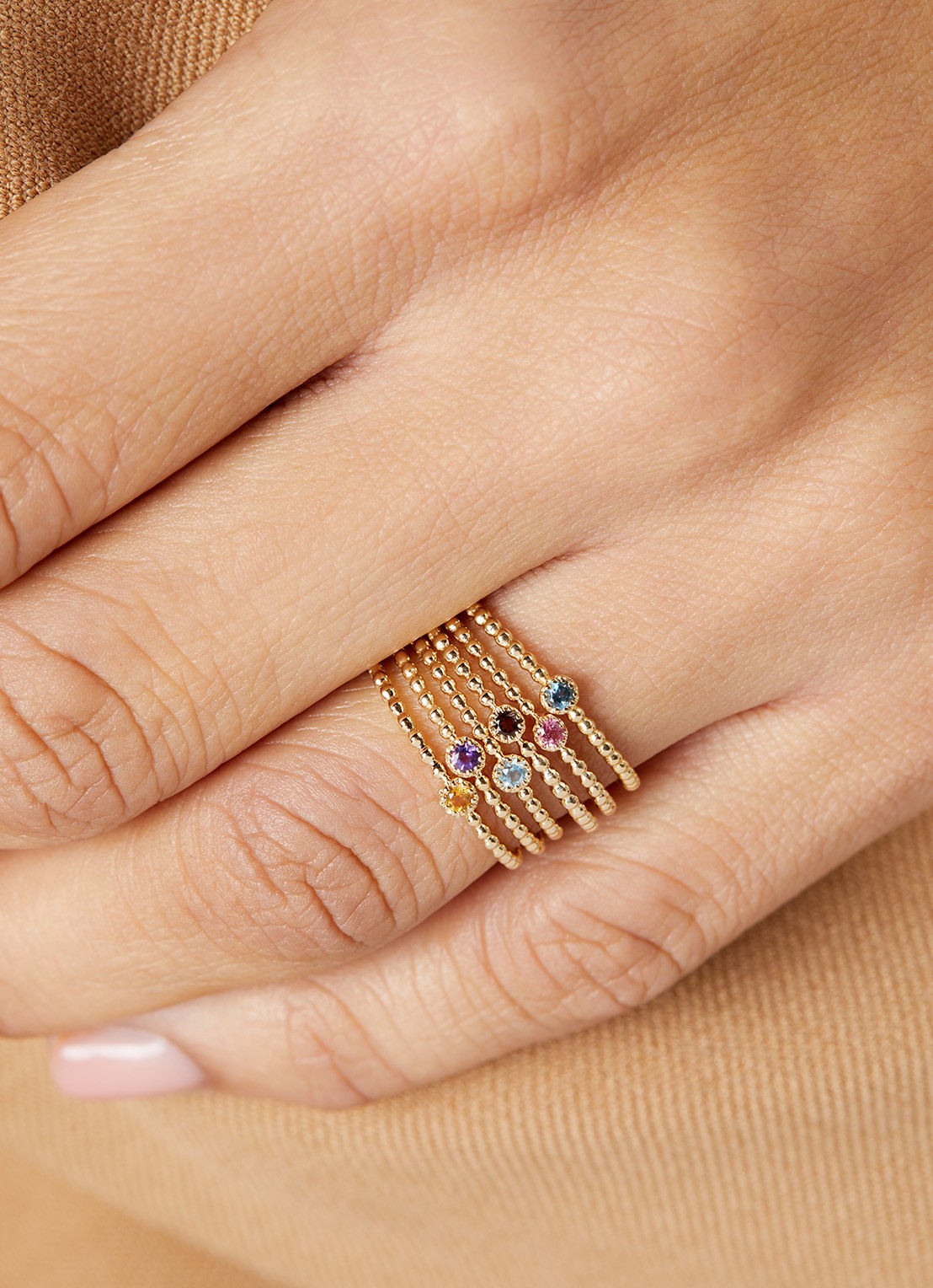 Diamond Point Geelgouden ring 0.04 ct rookkwarts Joy - voorkant 2 geelgoud