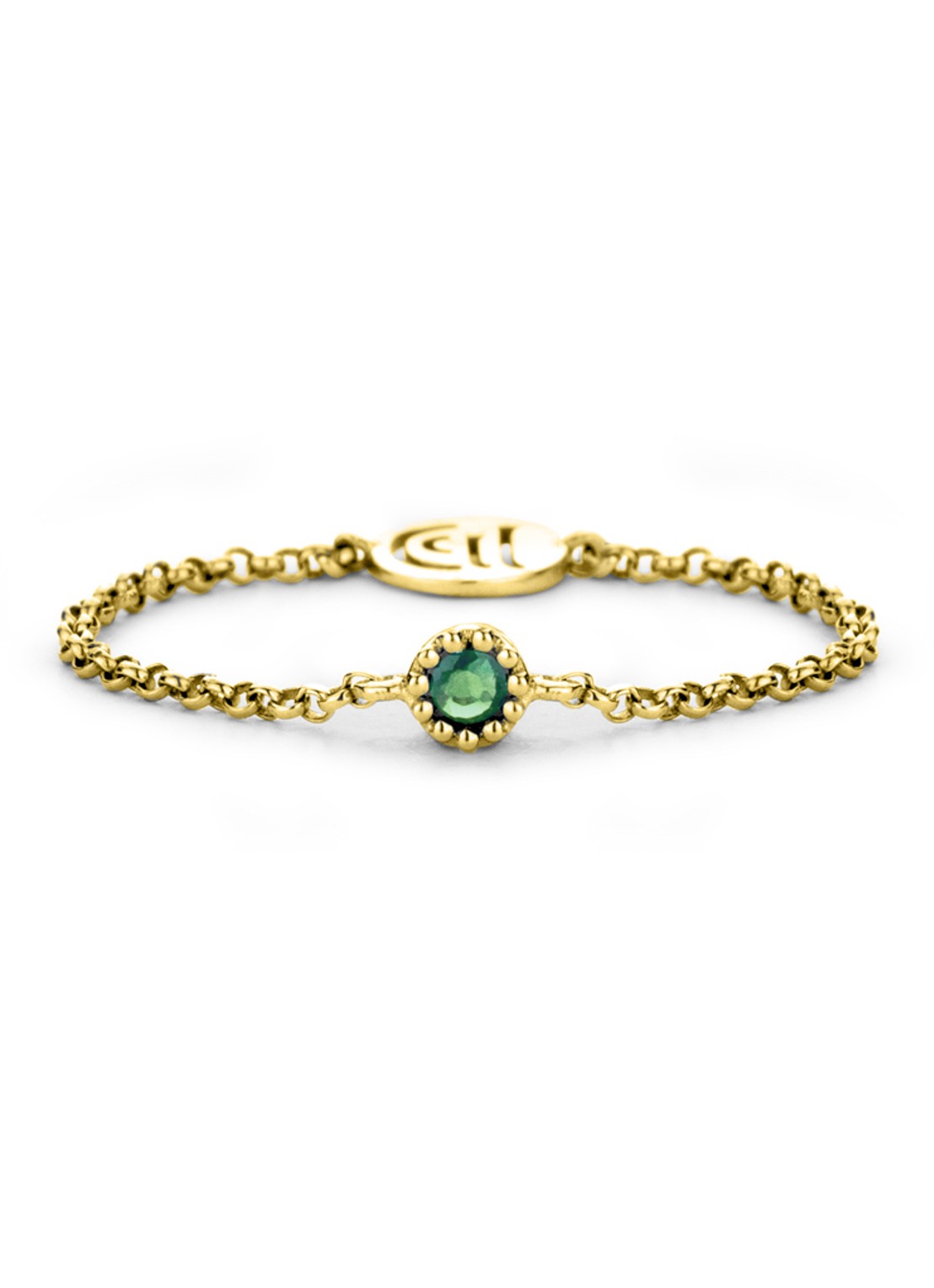 Diamond Point Geelgouden ring 0.04 ct smaragd Joy - voorkant goud