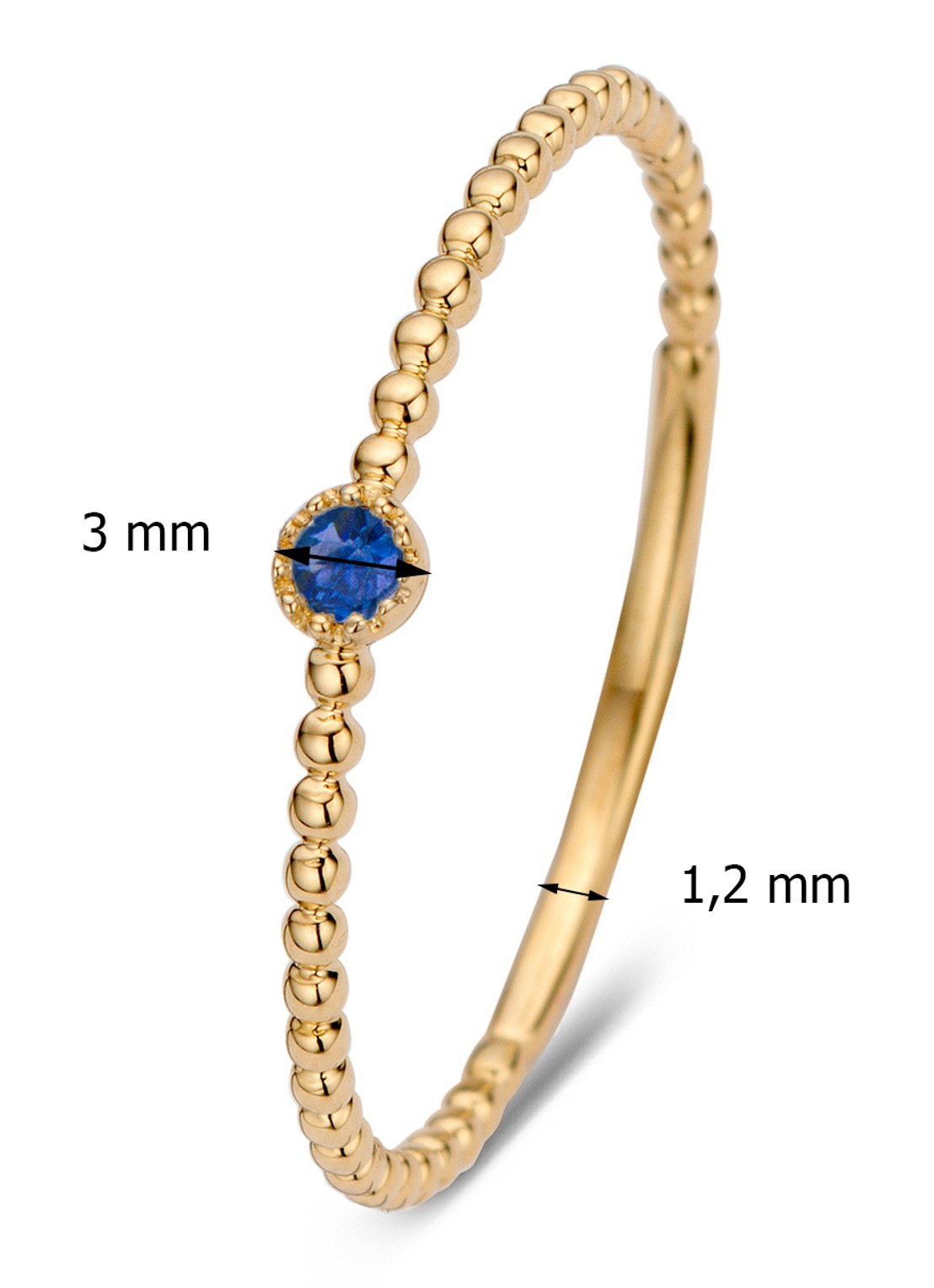 Diamond Point Geelgouden ring 0.05 ct blauwe saffier Joy - detail goud