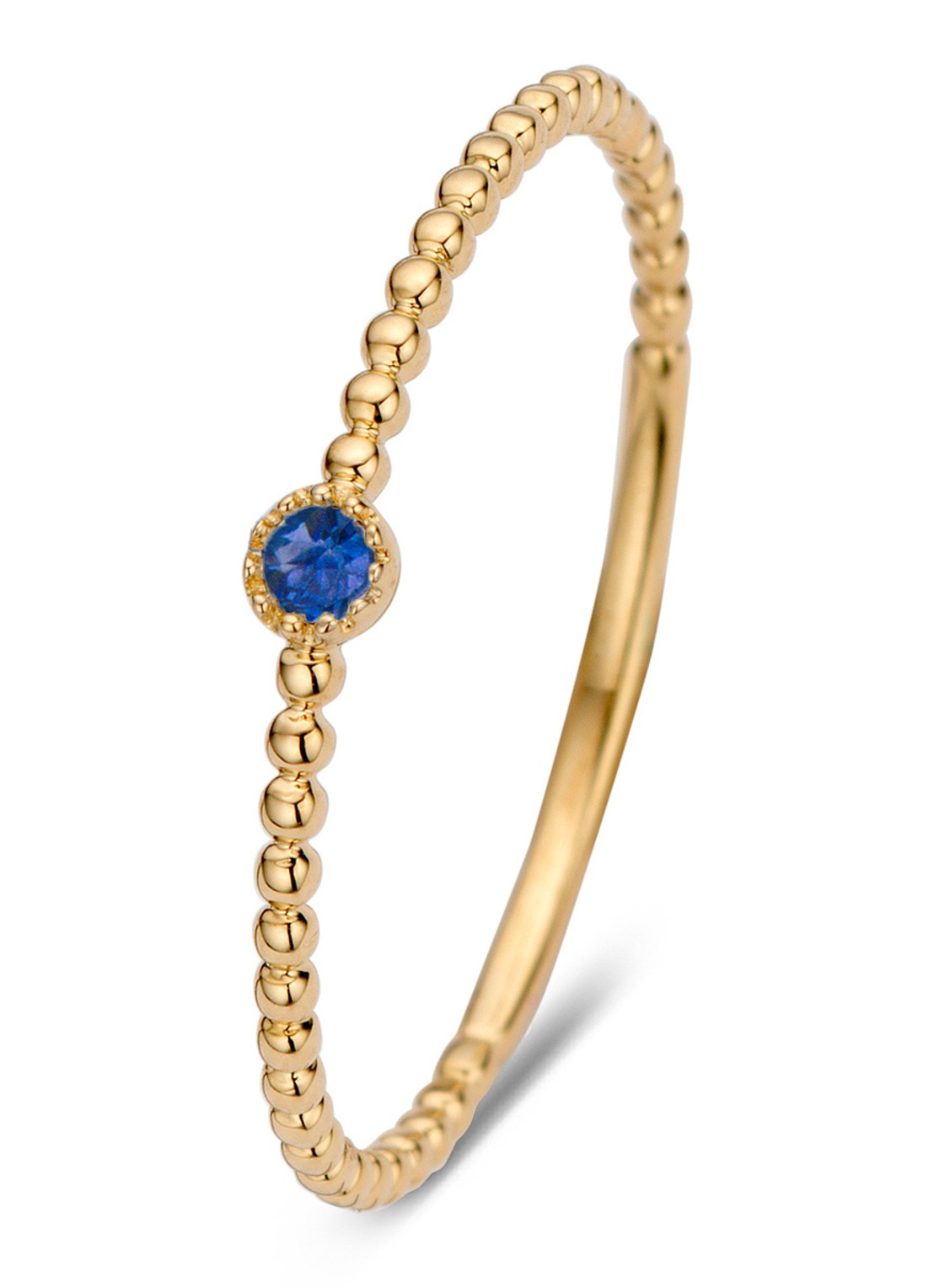 Diamond Point Geelgouden ring 0.05 ct blauwe saffier Joy - voorkant 2 goud