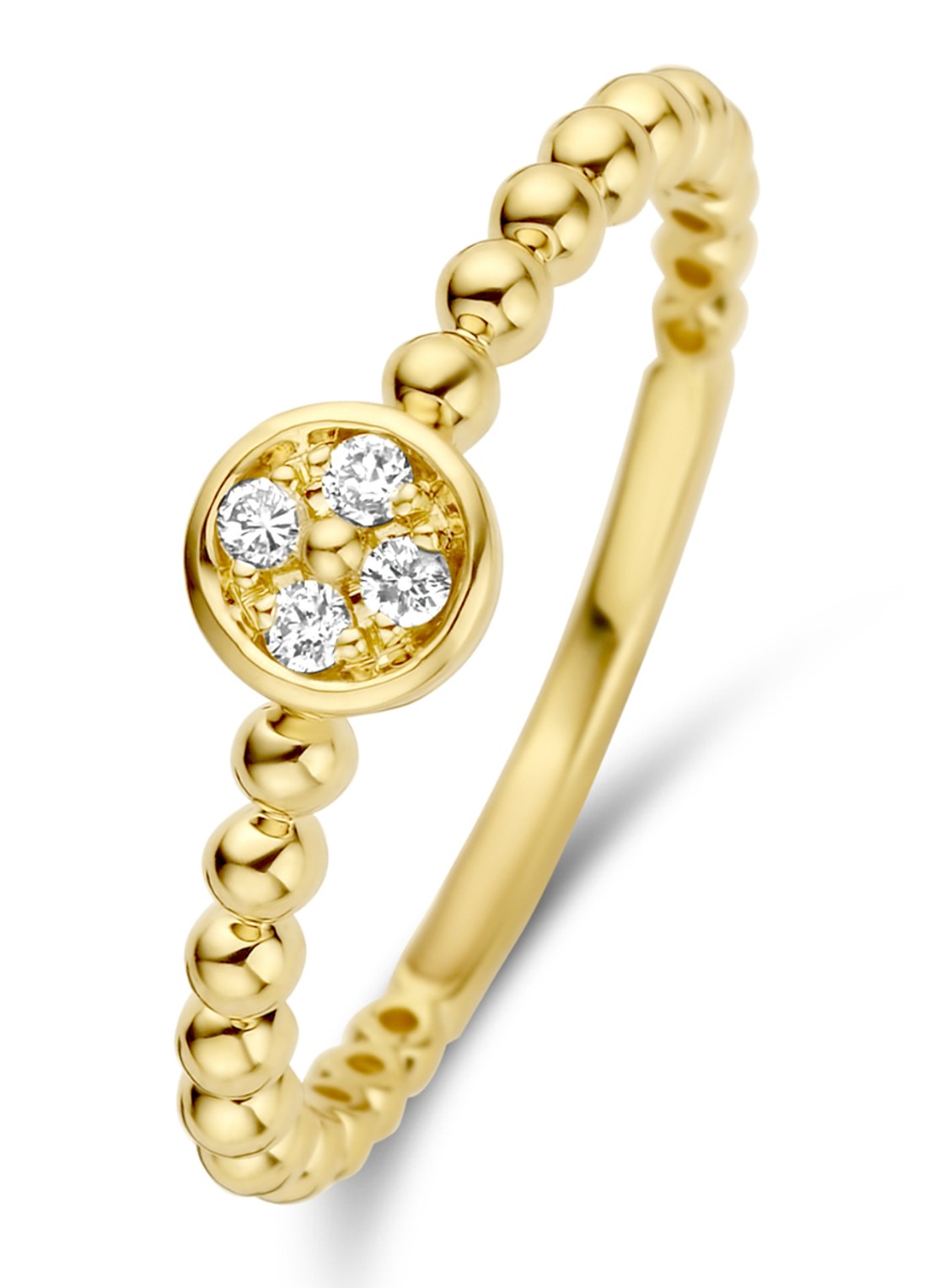 Diamond Point Geelgouden ring 0.06 ct diamant Ensemble - voorkant geelgoud