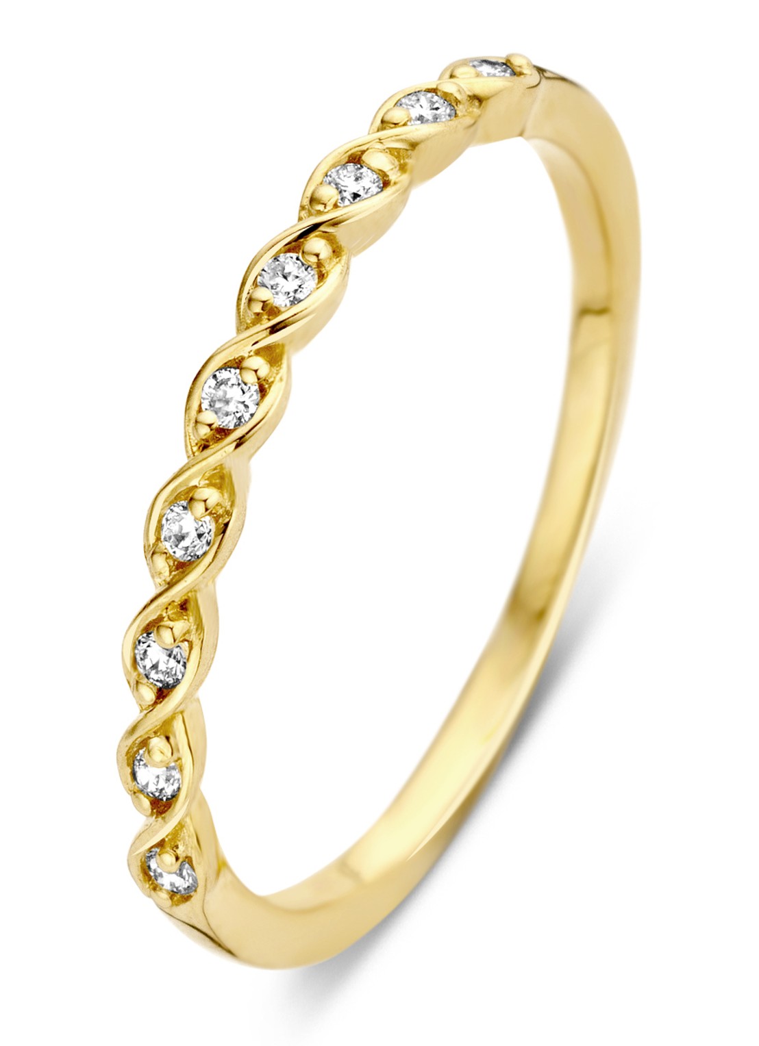 Diamond Point Geelgouden ring 0.08 ct diamant Ensemble - voorkant geelgoud