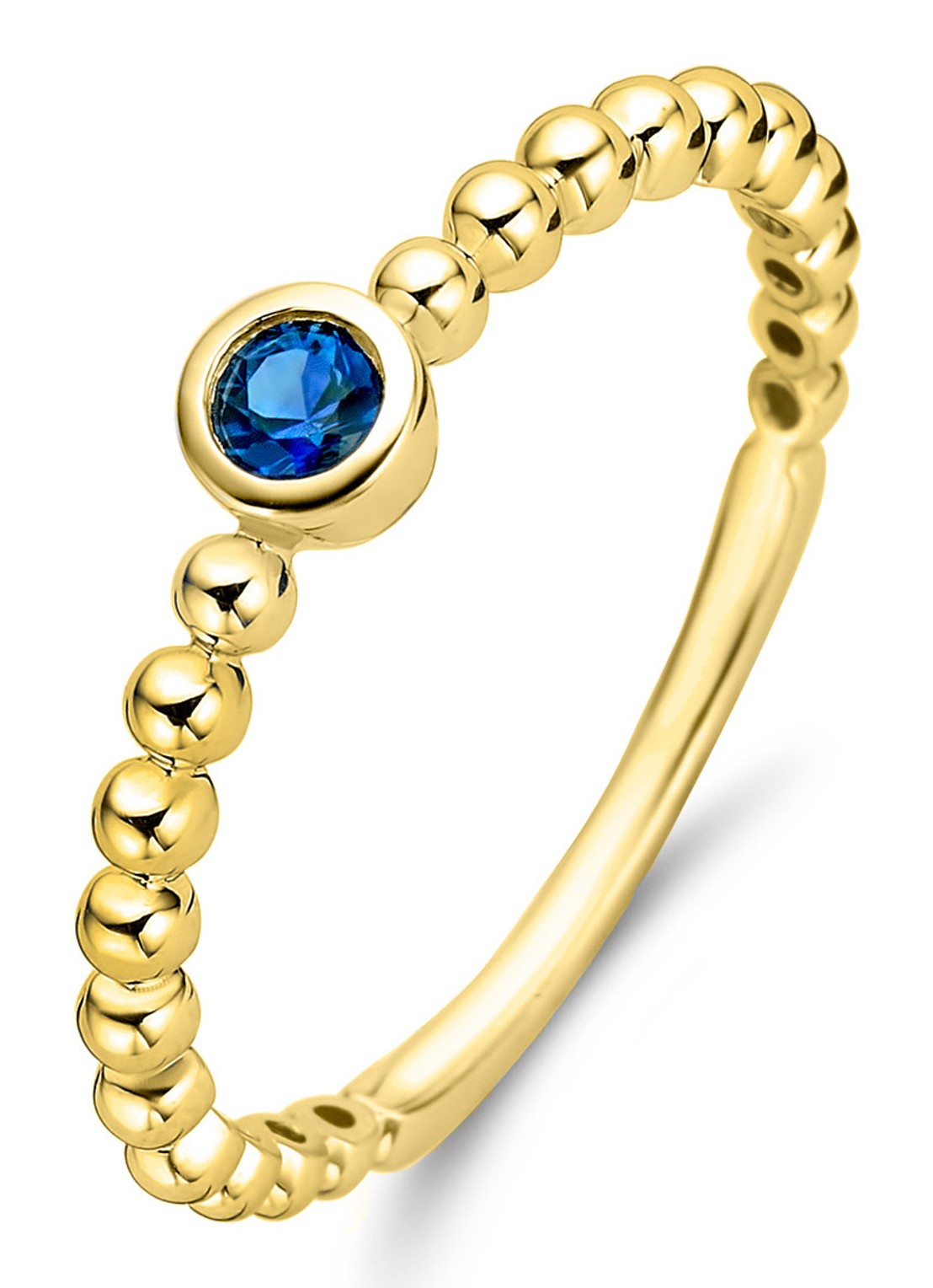 Diamond Point Geelgouden ring 0.12 ct blauwe saffier Ensemble - voorkant geelgoud