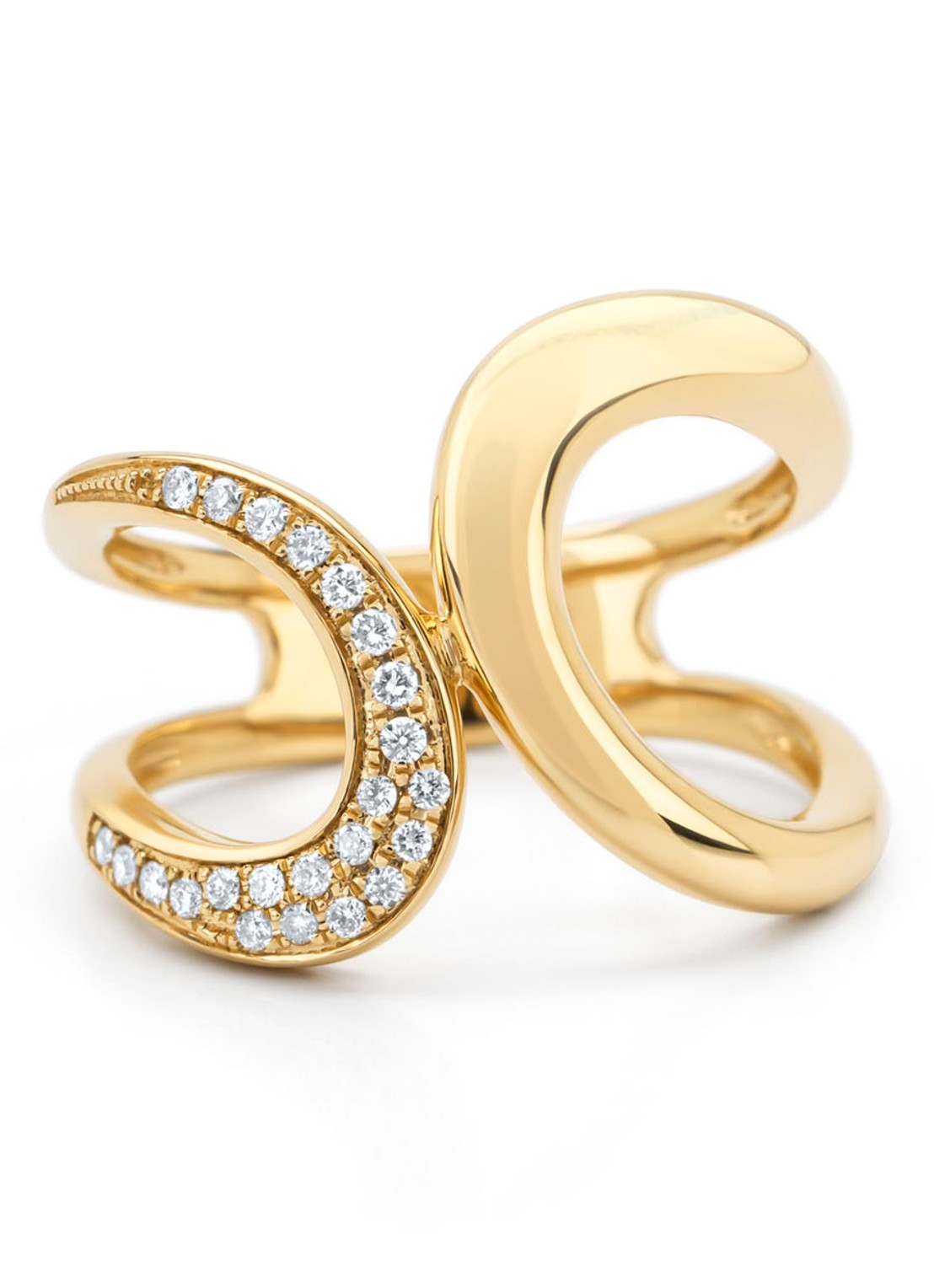 Diamond Point Geelgouden ring, 0.12 ct diamant, Like a star - voorkant geelgoud