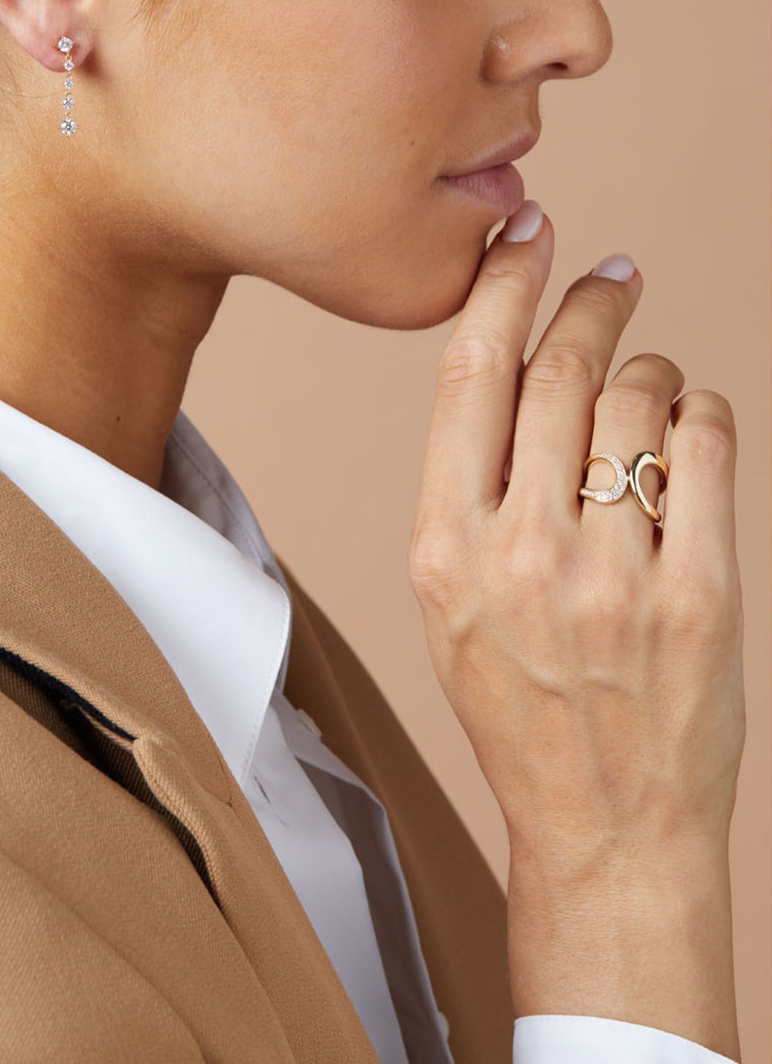Diamond Point Geelgouden ring, 0.12 ct diamant, Like a star - voorkant 2 geelgoud