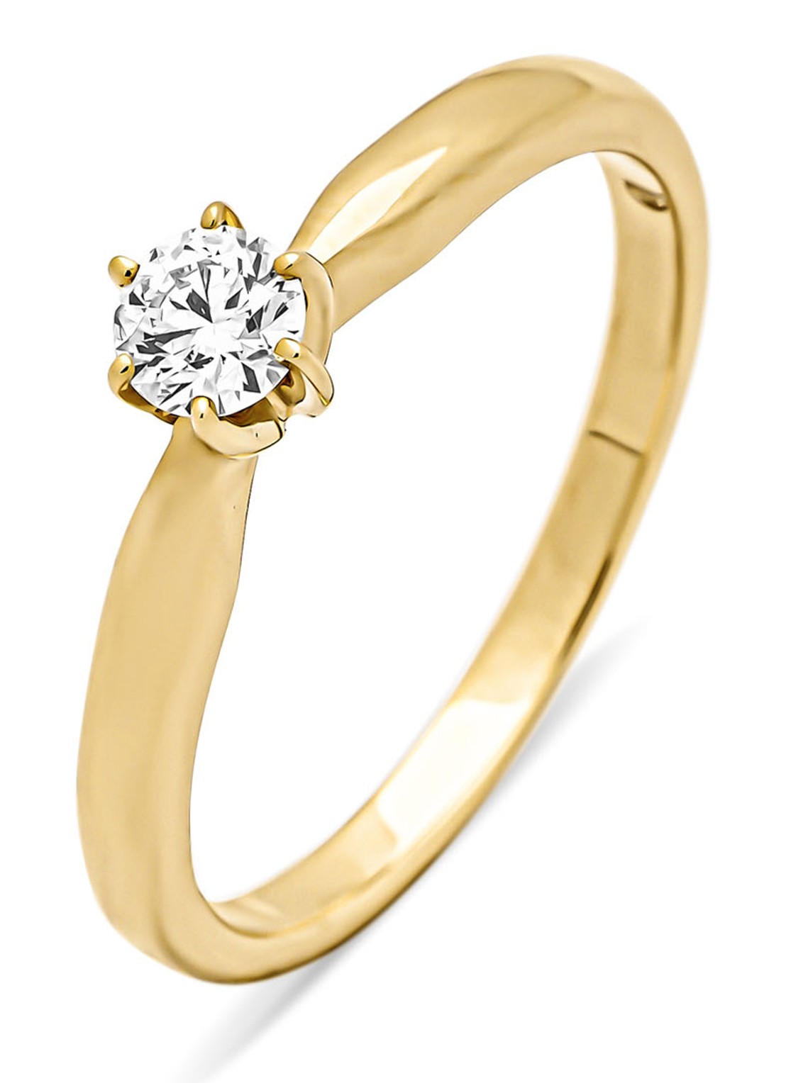 Diamond Point Geelgouden ring, 0.20 ct diamant, Hearts & Arrows - voorkant geelgoud