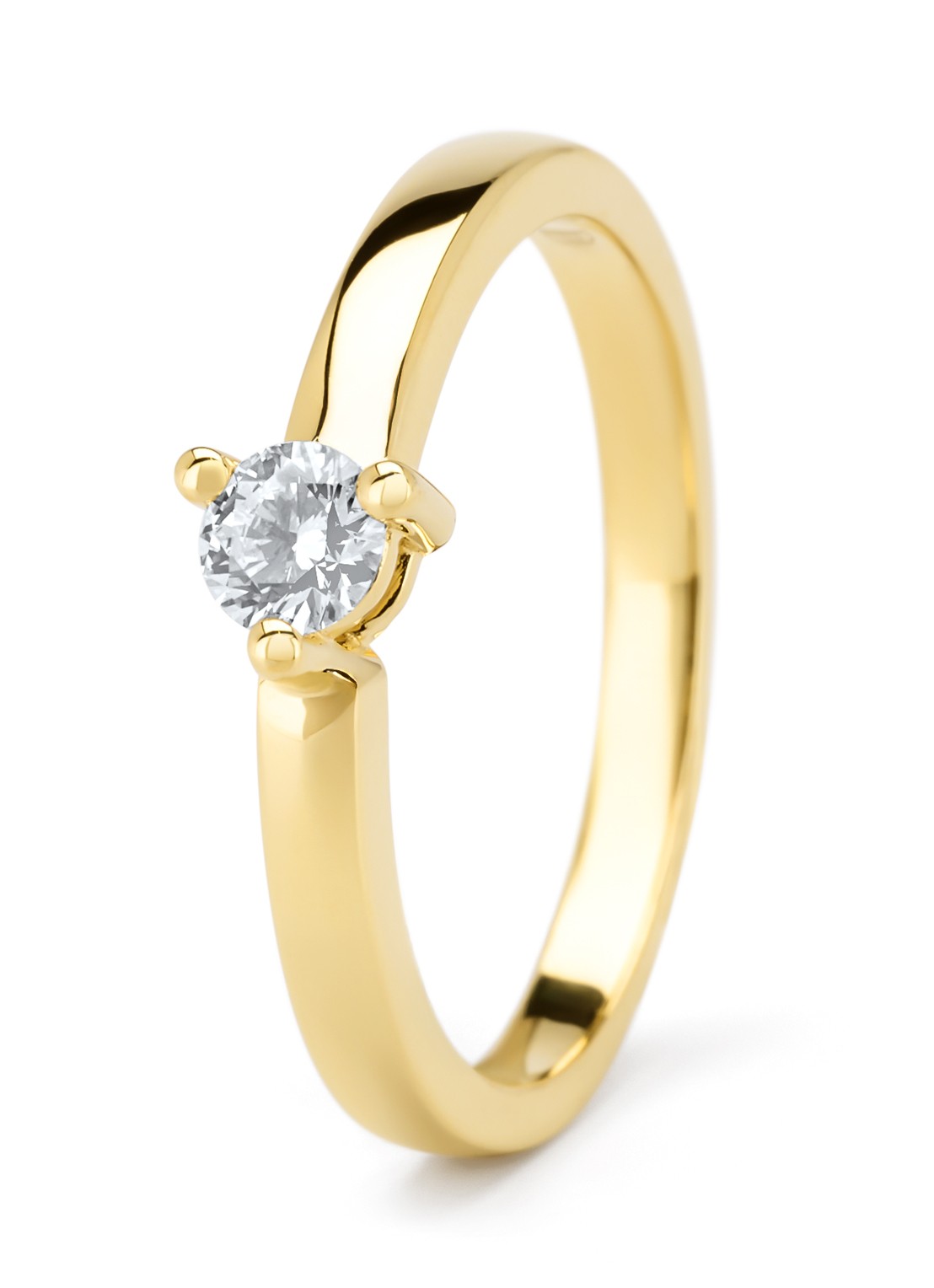 Diamond Point Geelgouden ring, 0.20 ct diamant, Hearts & Arrows - voorkant 2 geelgoud