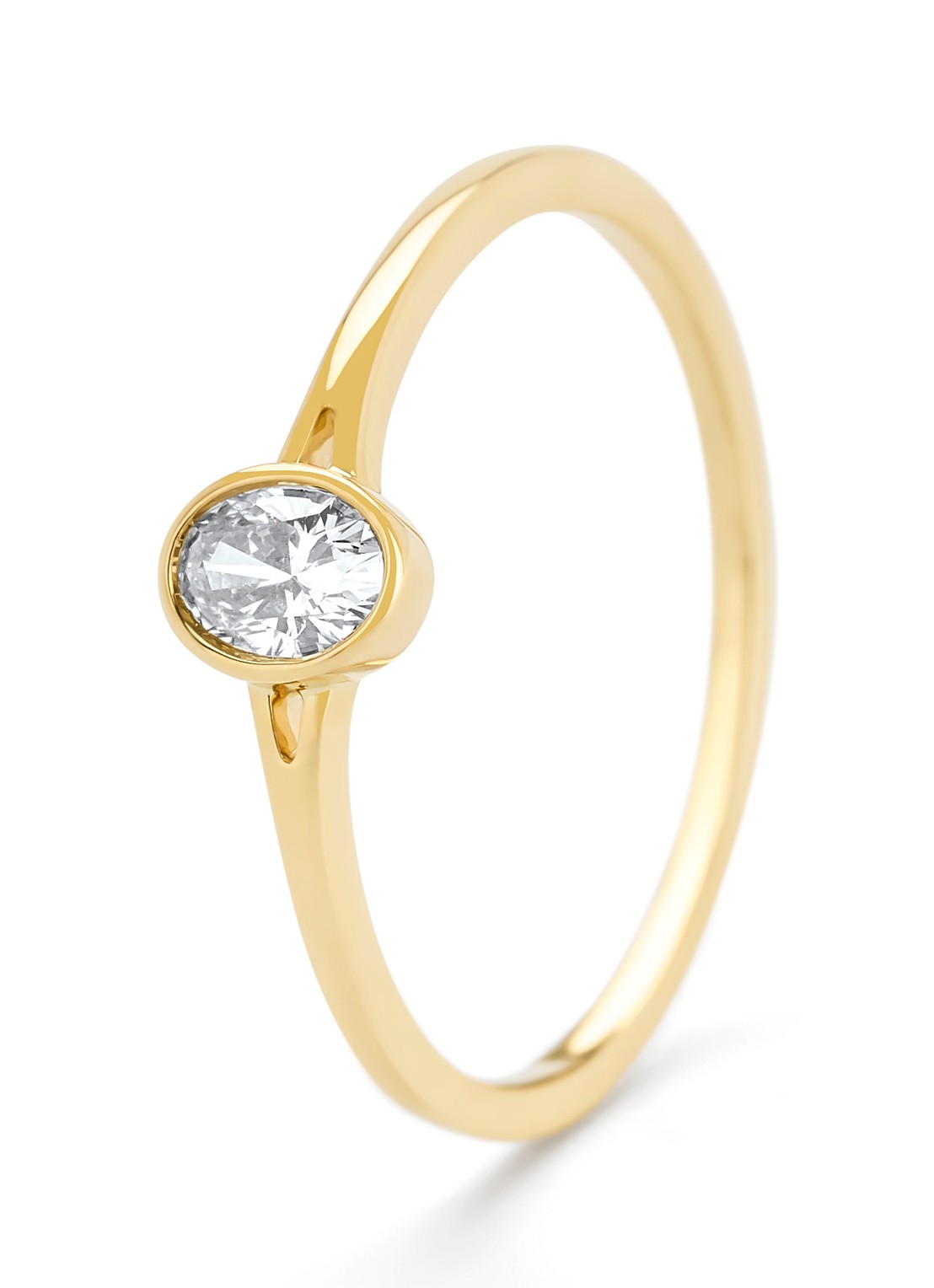 Diamond Point Geelgouden ring, 0.22 ct diamant, Starlight - voorkant 4 geelgoud