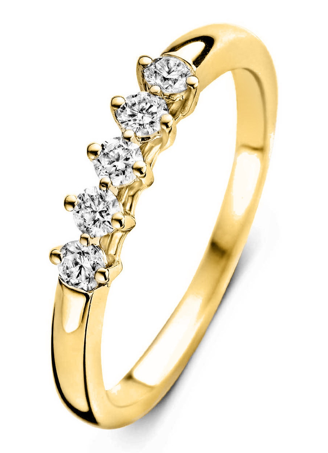 Diamond Point Geelgouden ring 0.25 ct diamant Hearts & Arrows - voorkant geelgoud