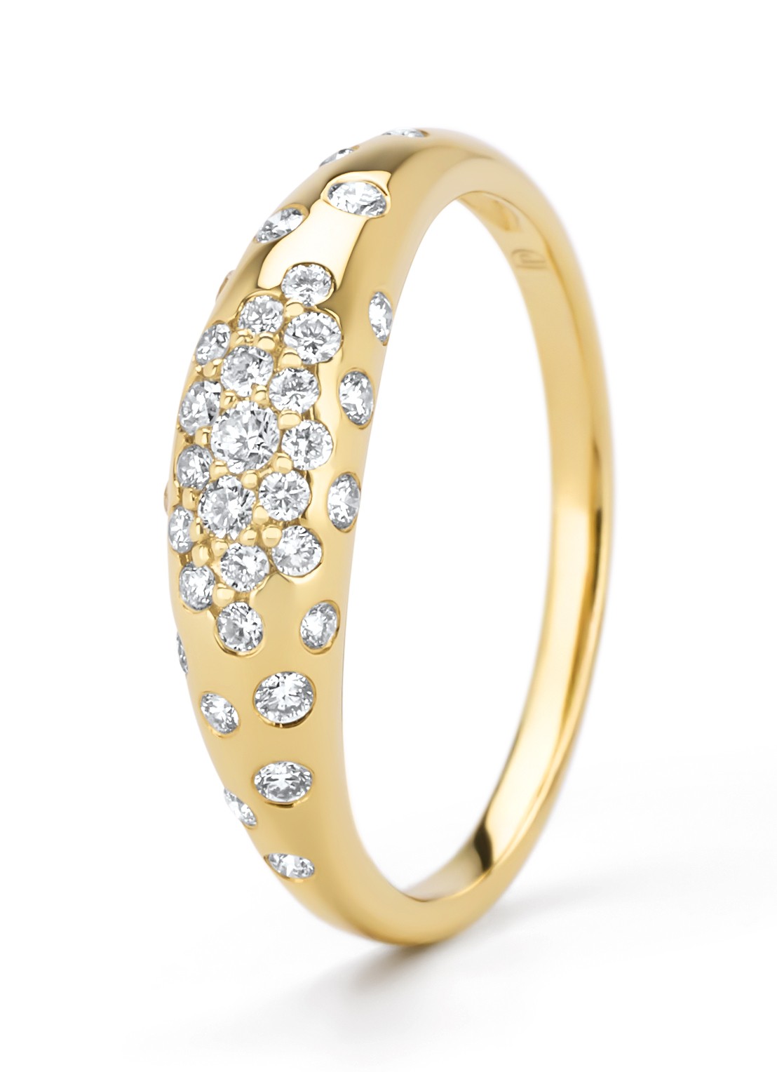 Diamond Point Geelgouden ring, 0.32 ct diamant, Starlight - voorkant geelgoud