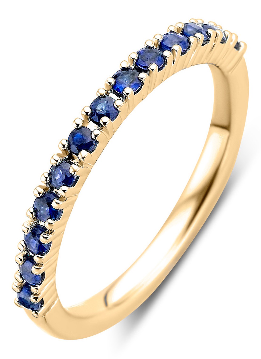 Diamond Point Geelgouden ring 0.37 ct blauwe saffier Ensemble - voorkant blauw