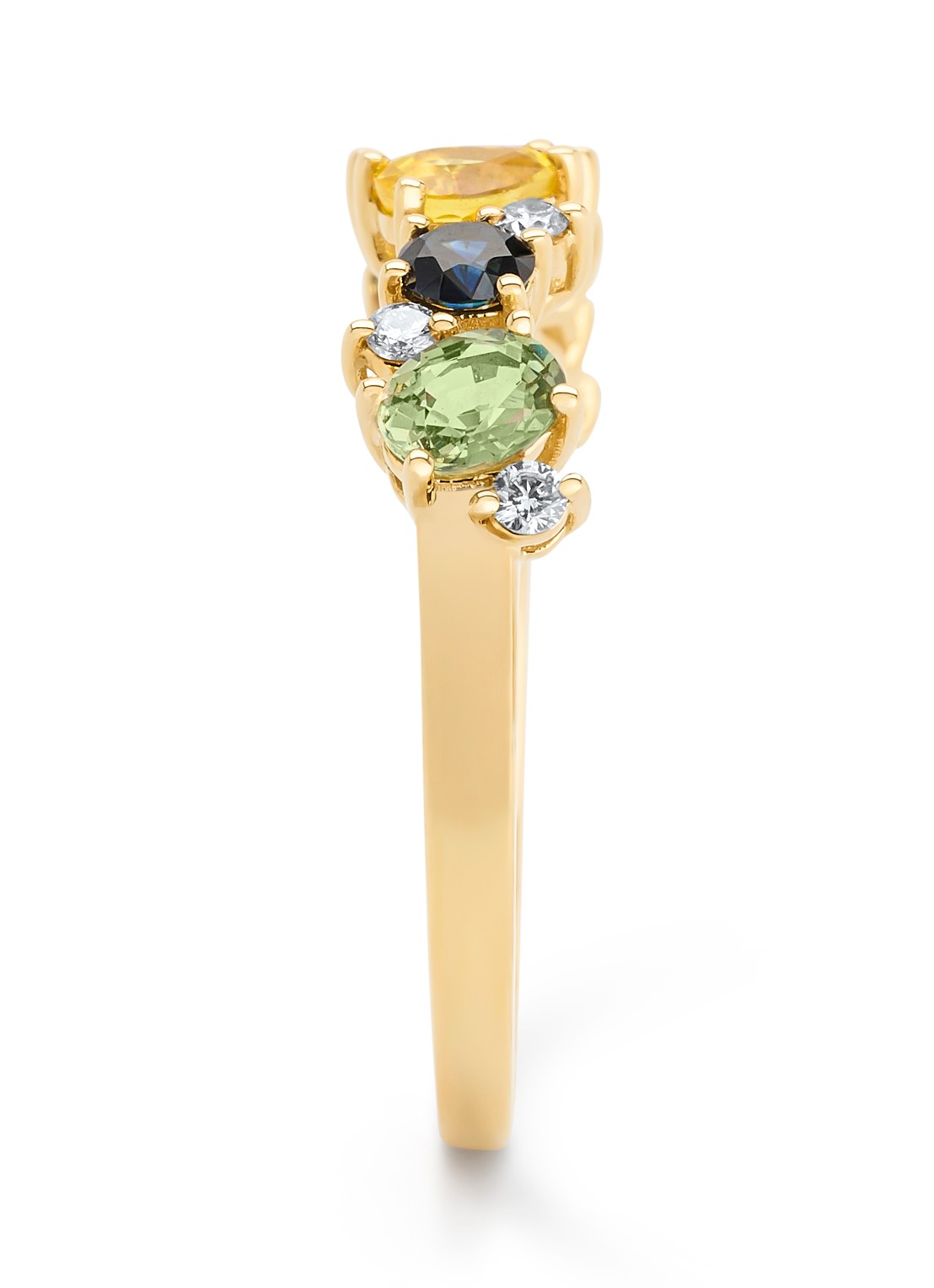 Diamond Point Geelgouden ring, 0.42 ct groene saffier, Eden - detail geelgoud