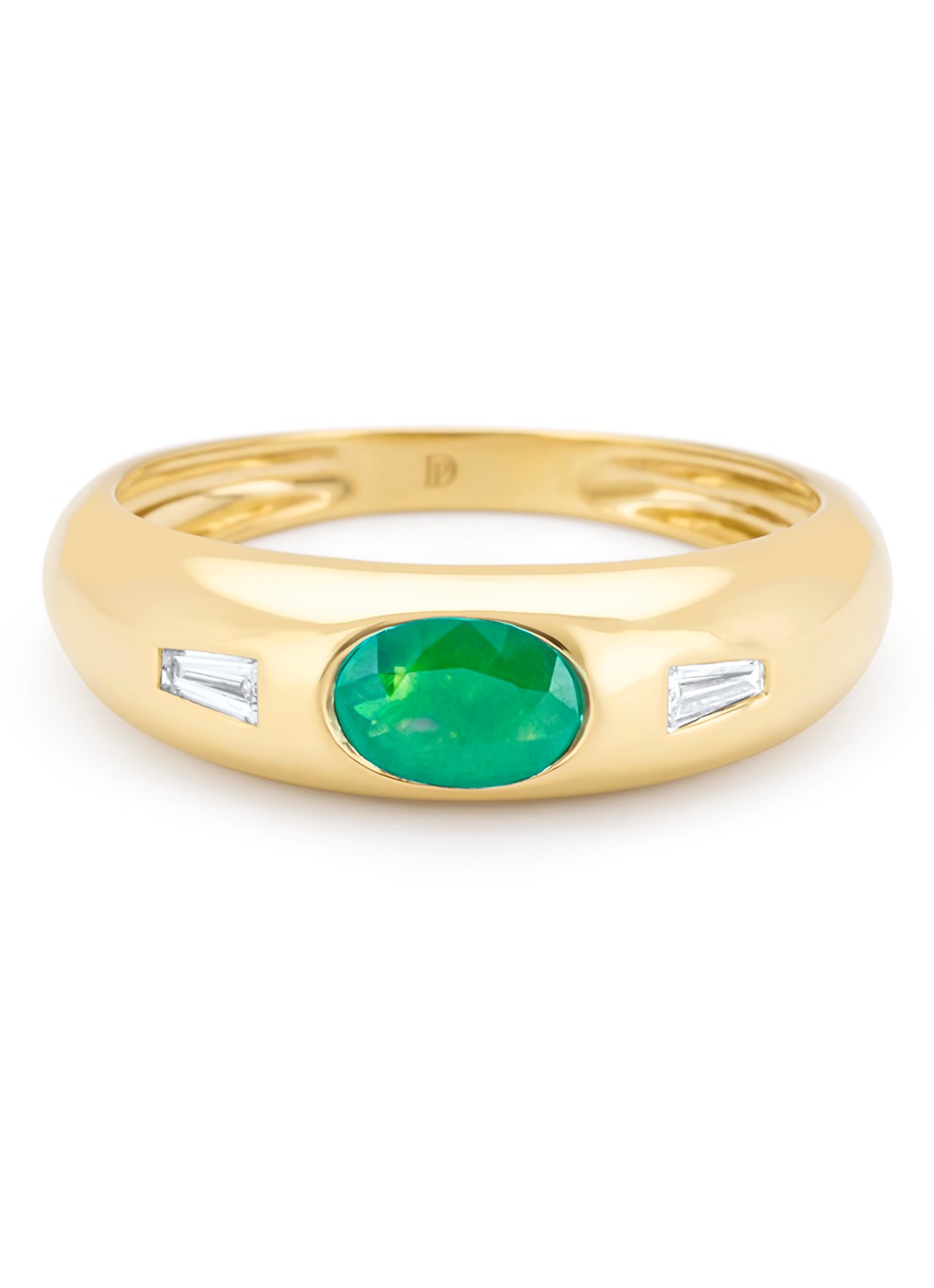 Diamond Point Geelgouden ring, 0.44 ct smaragd, Bold - detail 4 geelgoud