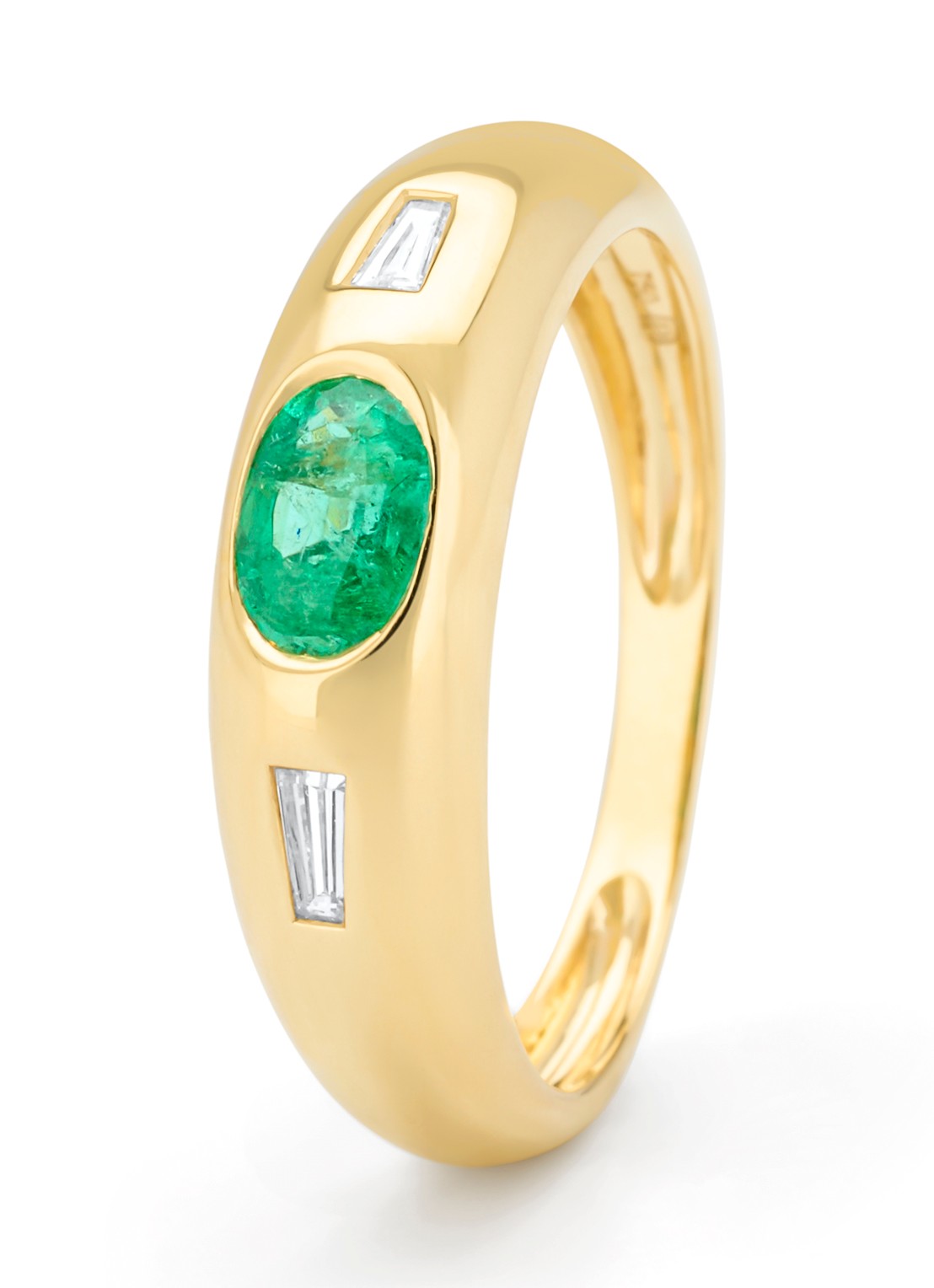 Diamond Point Geelgouden ring, 0.44 ct smaragd, Bold - voorkant geelgoud